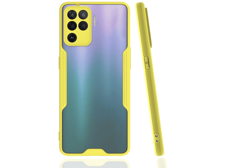NEWFACE Oppo Reno 5 Lite Uyumlu Platin Silikon Telefon Kılıfı Sarı