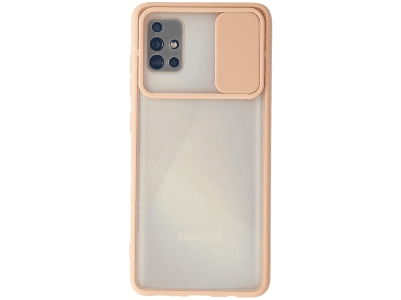 NEWFACE Samsung Galaxy A71 Uyumlu Palm Buzlu Kamera Sürgülü Silikon Telefon Kılıfı Pembe