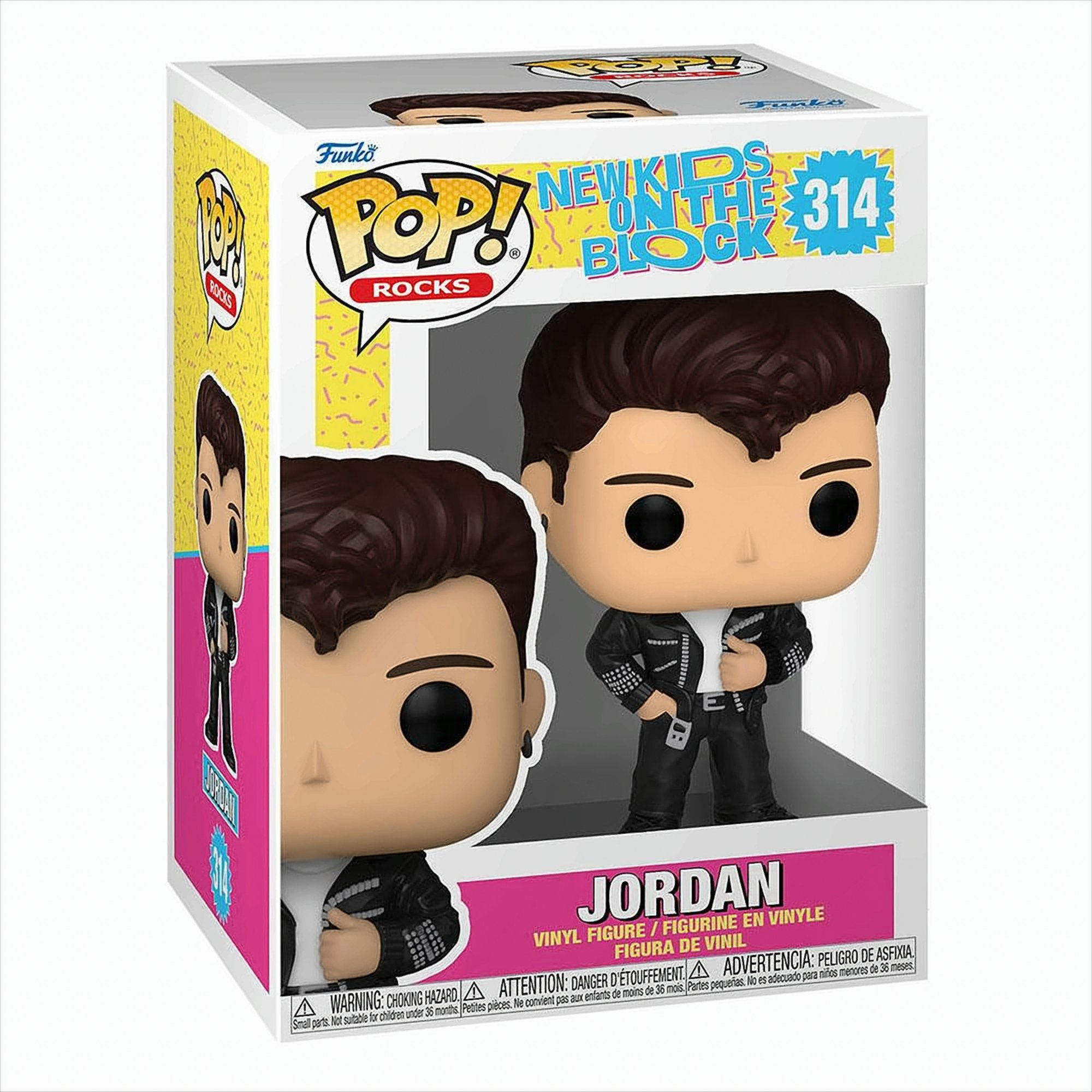 Jordan Funko Pop Rocks Figur in Box mit schwarzer Jacke.