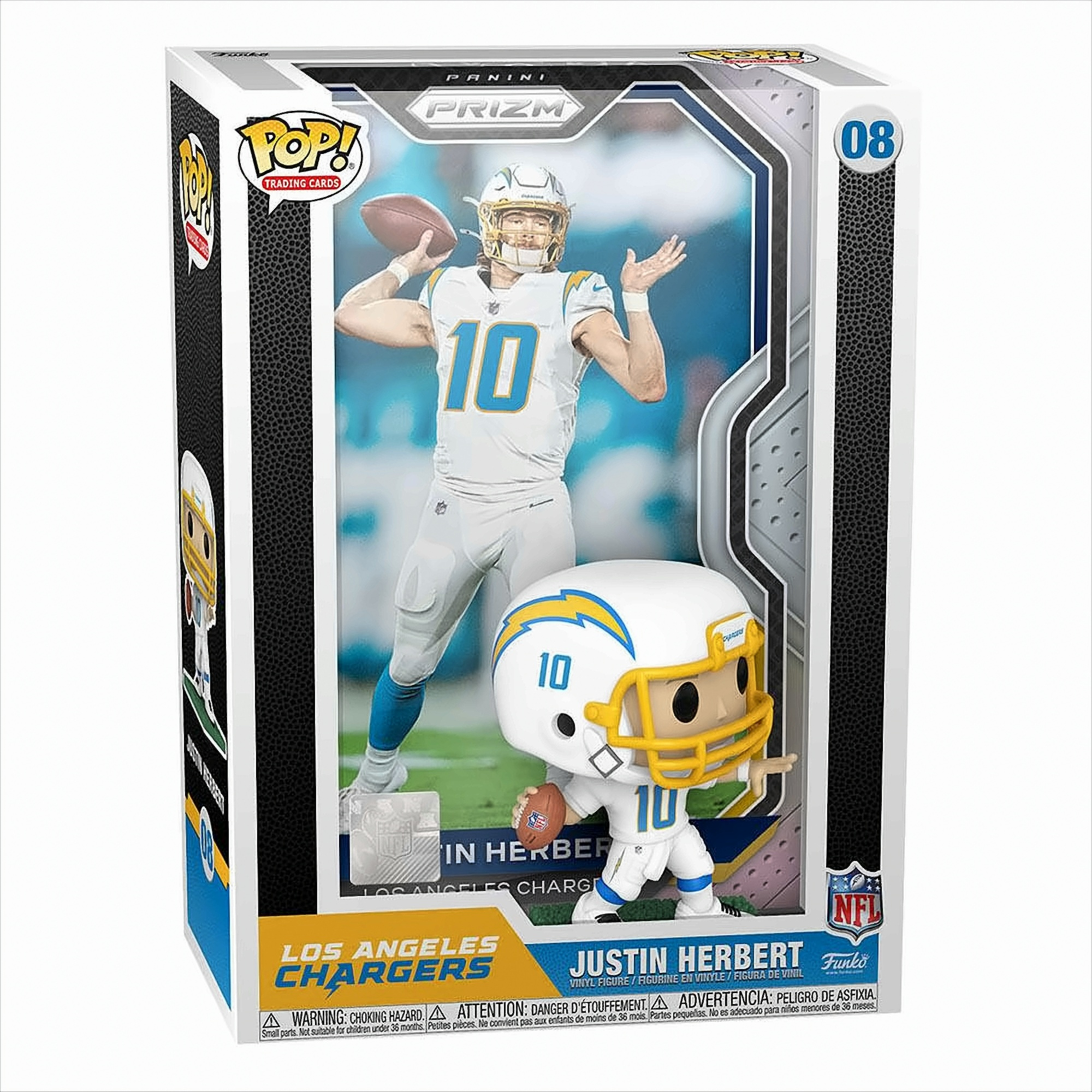 Justin Herbert Funko Pop Vinyl-Figur in ihrer Verpackungsbox mit Football-Thema.