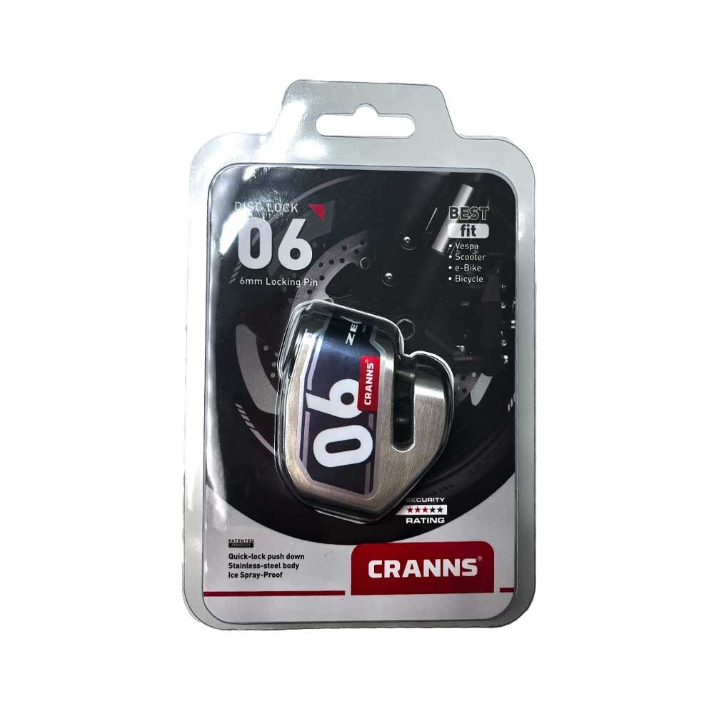 6 mm pimli Cranns disk kilidi, ambalajı içinde.