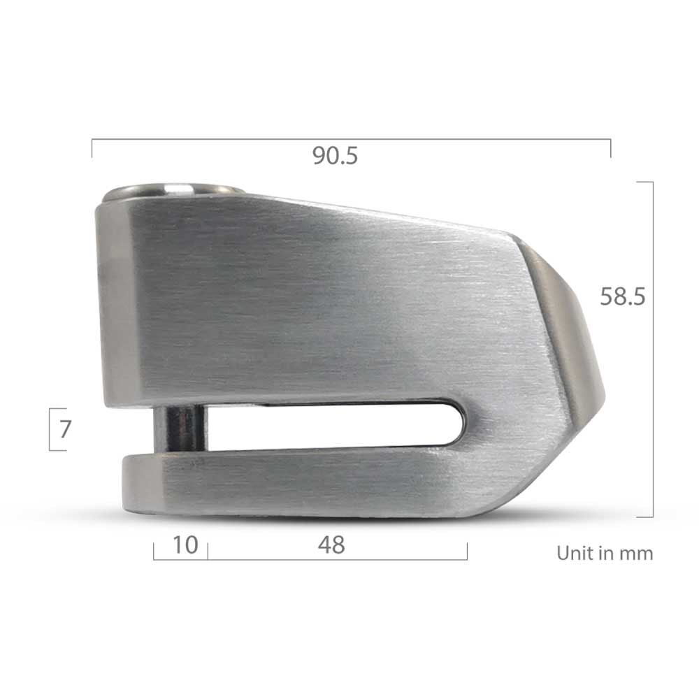 mm cinsinden ölçüleri olan gümüş renkli metal bağlantı parçasının teknik resmi.