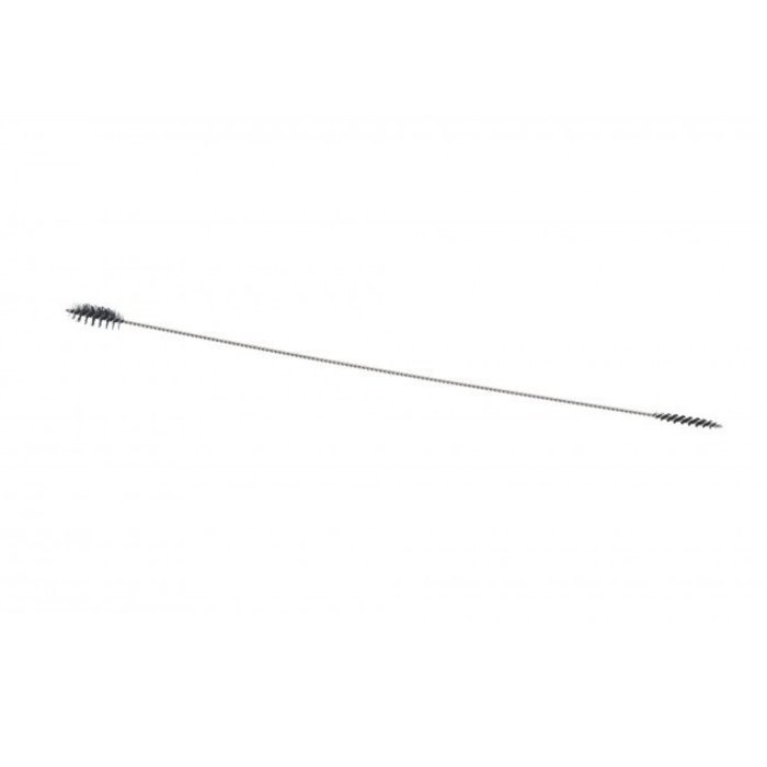 A long, thin wire brush with small bristle ends on a white background.