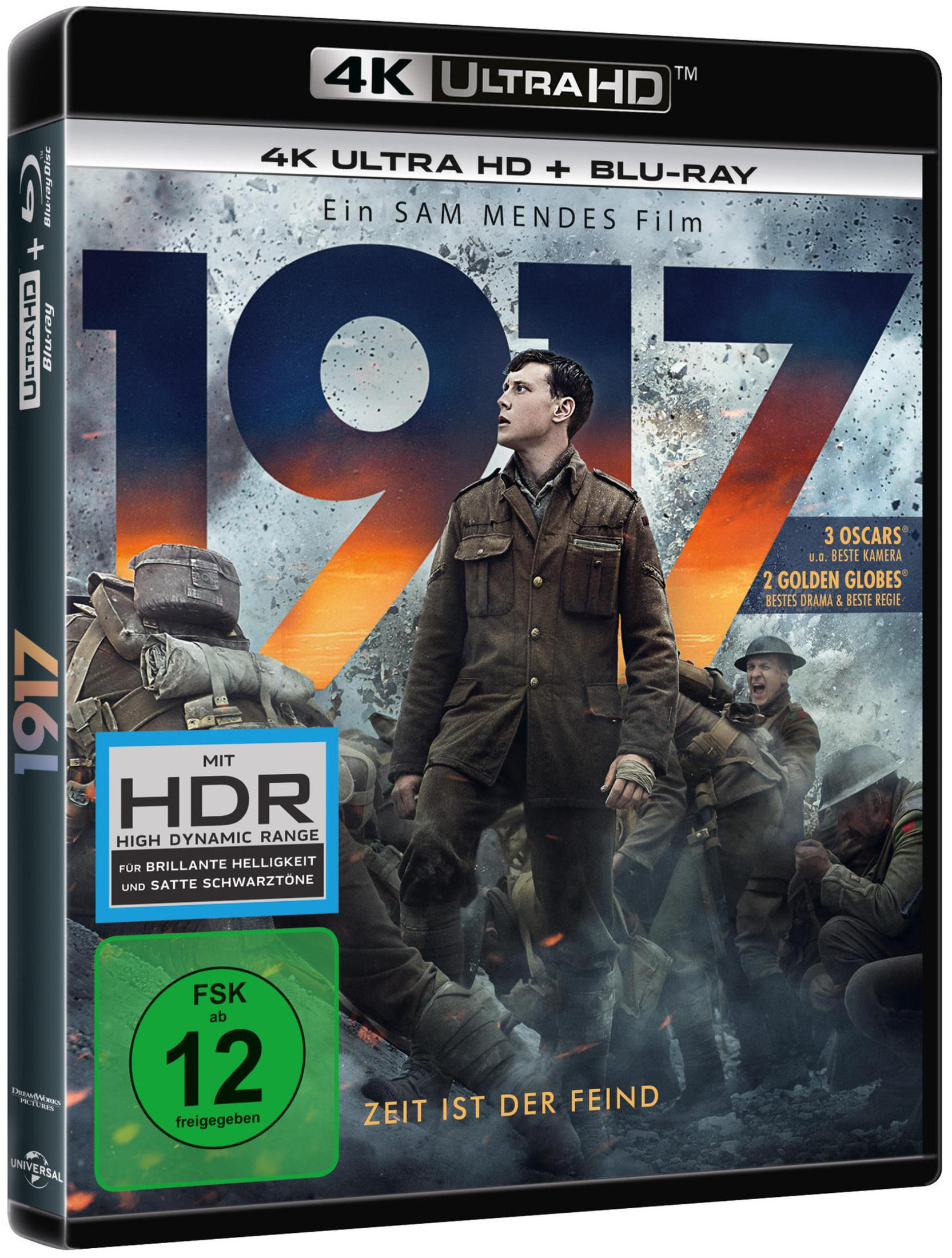 DVD-Hülle des Films 1917 mit Soldaten vor explosionen und großem 1917 Schriftzug.