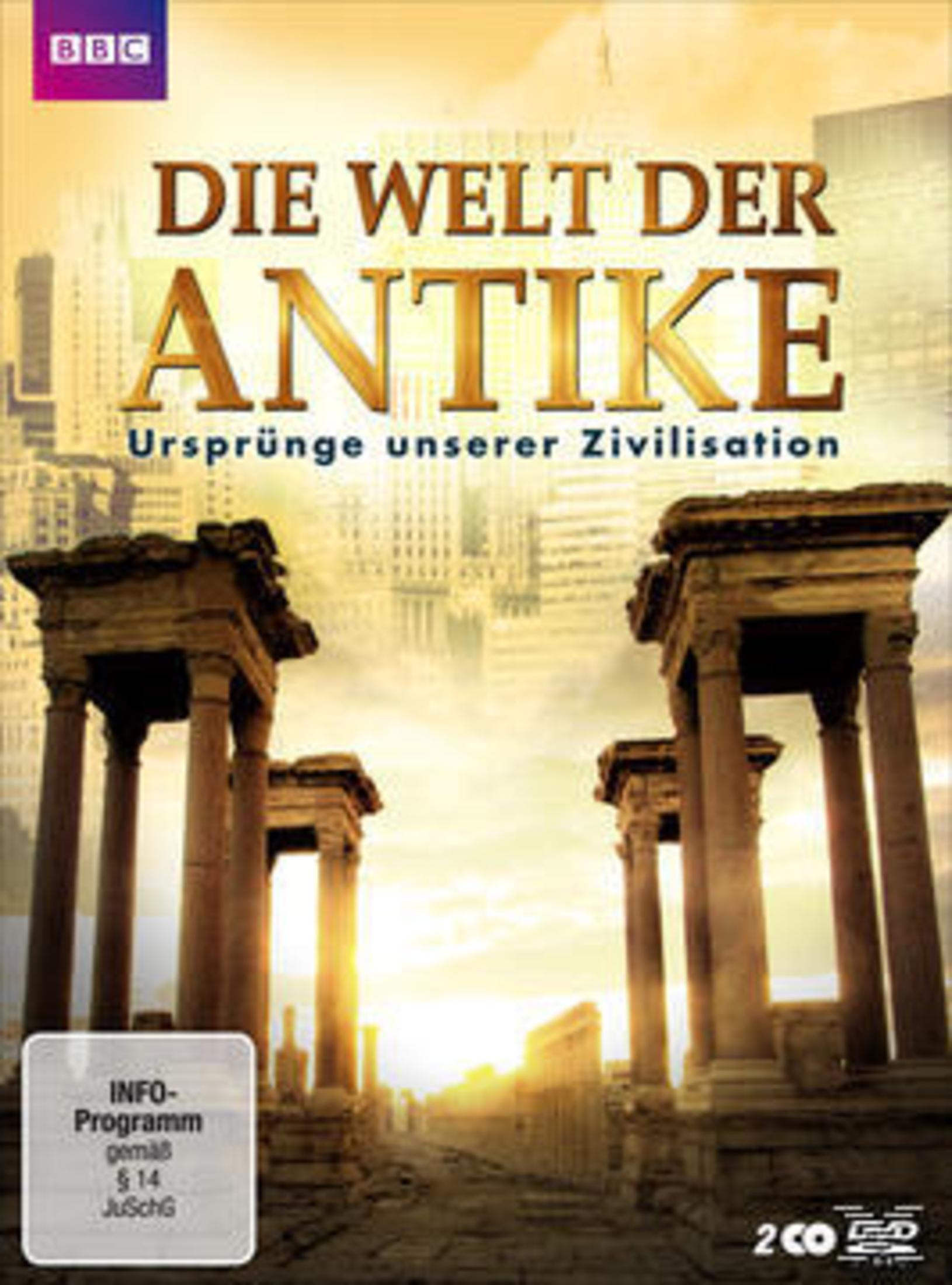 DVD-Cover mit antiken Ruinen im Vordergrund und modernen Hochhäusern im Hintergrund vor einem goldenen Sonnenuntergang.