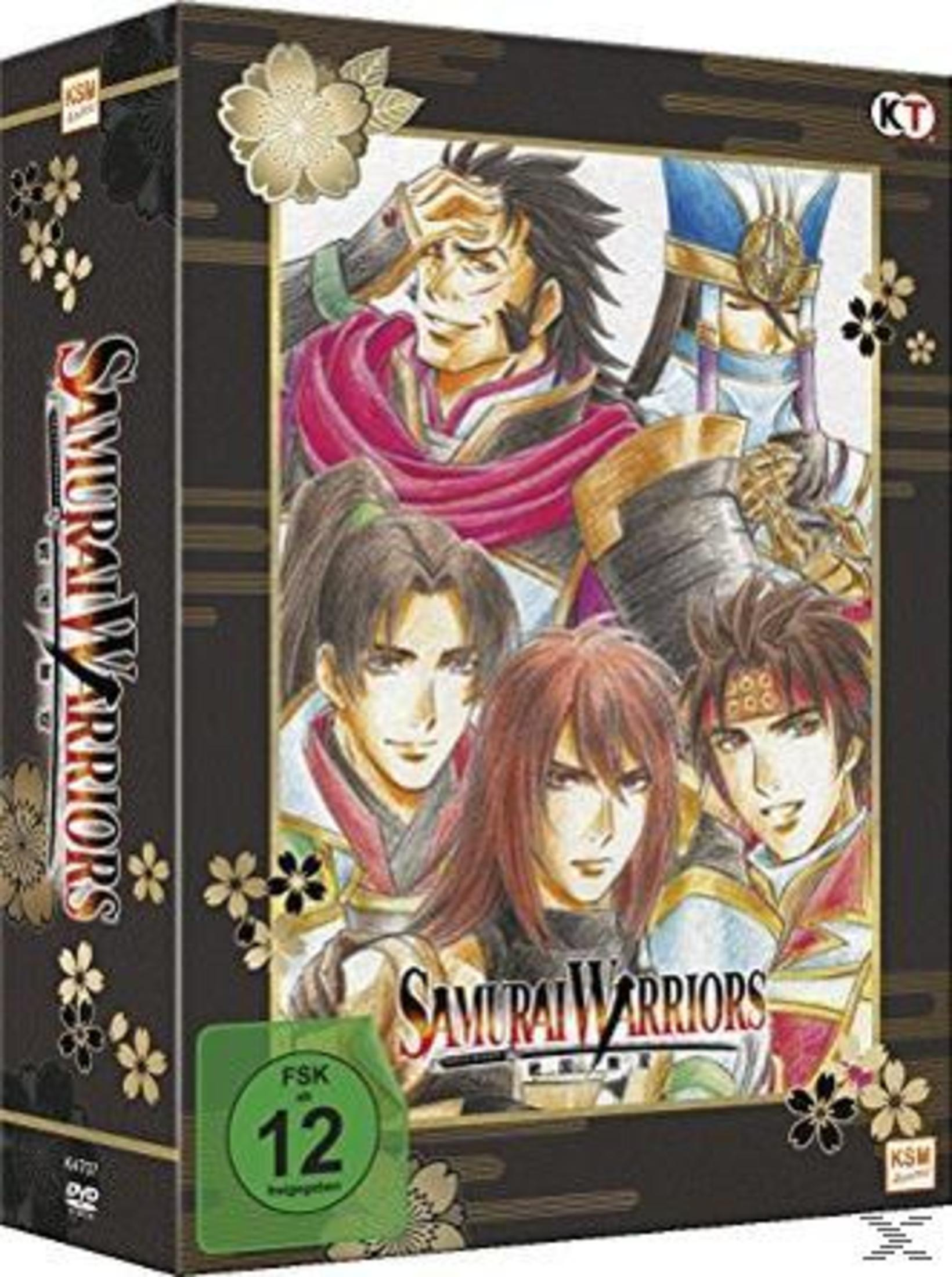 DVD-Box mit fünf Anime-Kriegern und dem Titel Samurai Warriors.