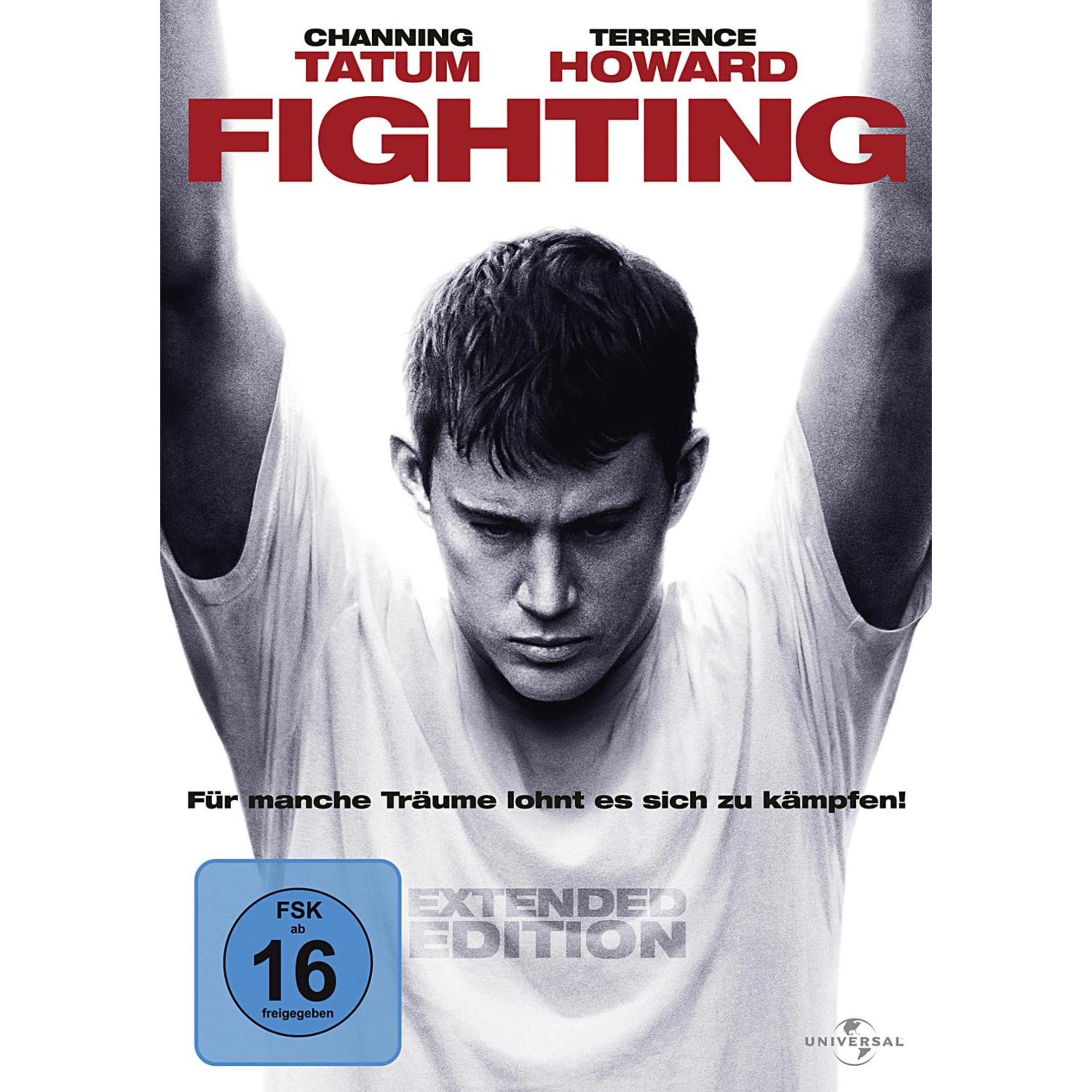 DVD-Cover des Films Fighting mit Channing Tatum in einem weißen T-Shirt mit erhobenen Armen.