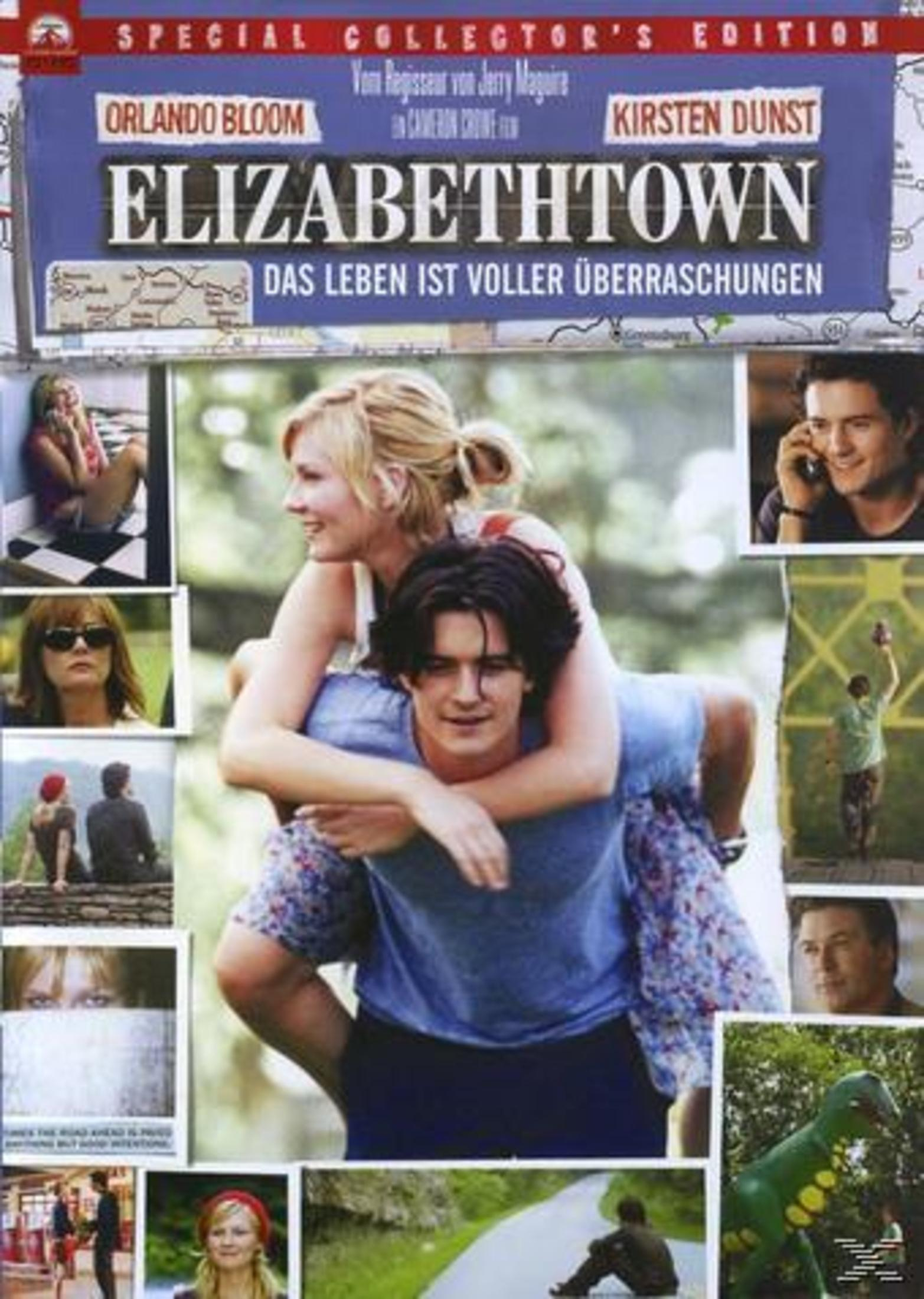 DVD-Cover von Elizabethtown mit Orlando Bloom und Kirsten Dunst sowie verschiedenen Szenenbildern.