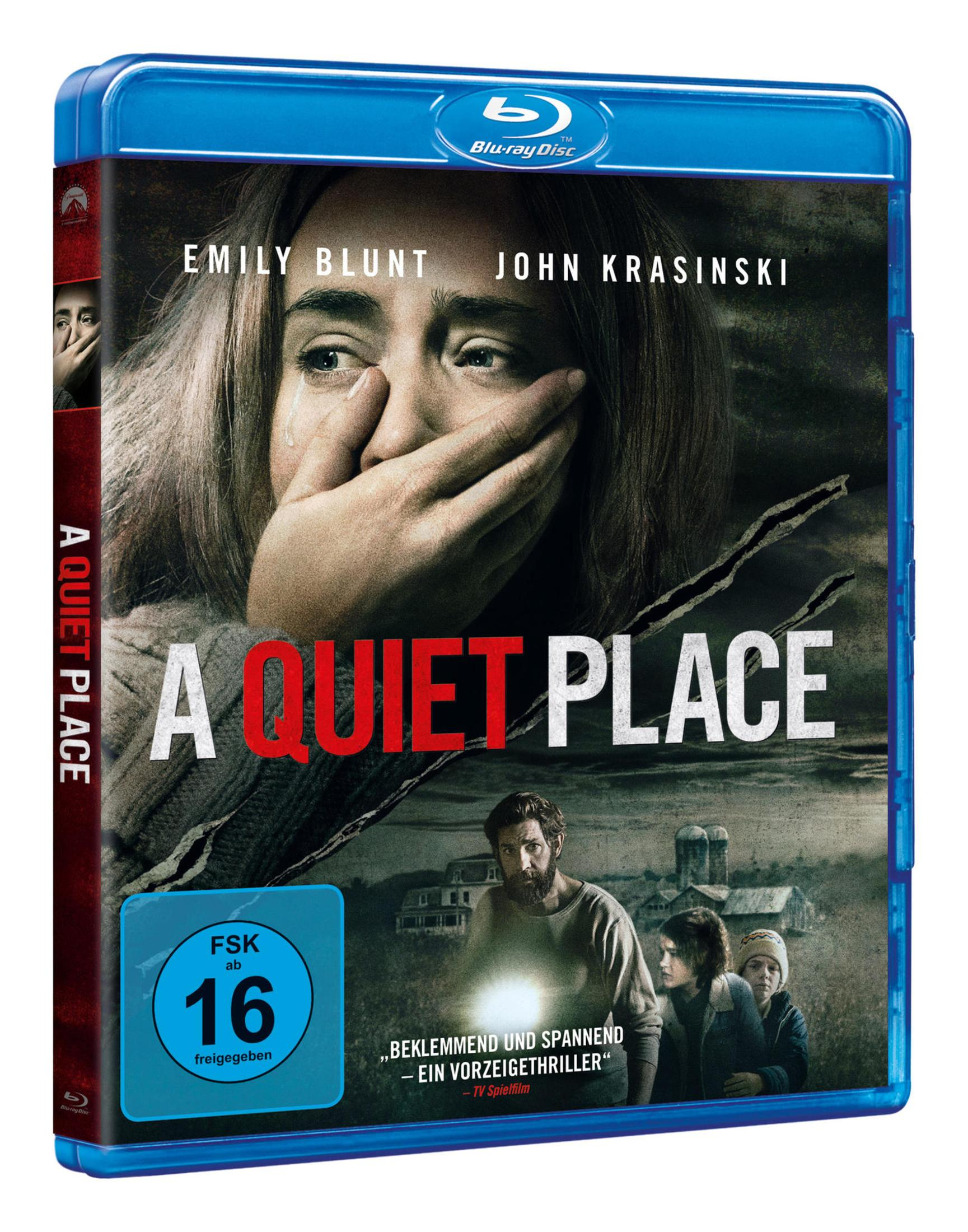 Blu-ray-Hülle des Films A Quiet Place mit Emily Blunt und John Krasinski.
