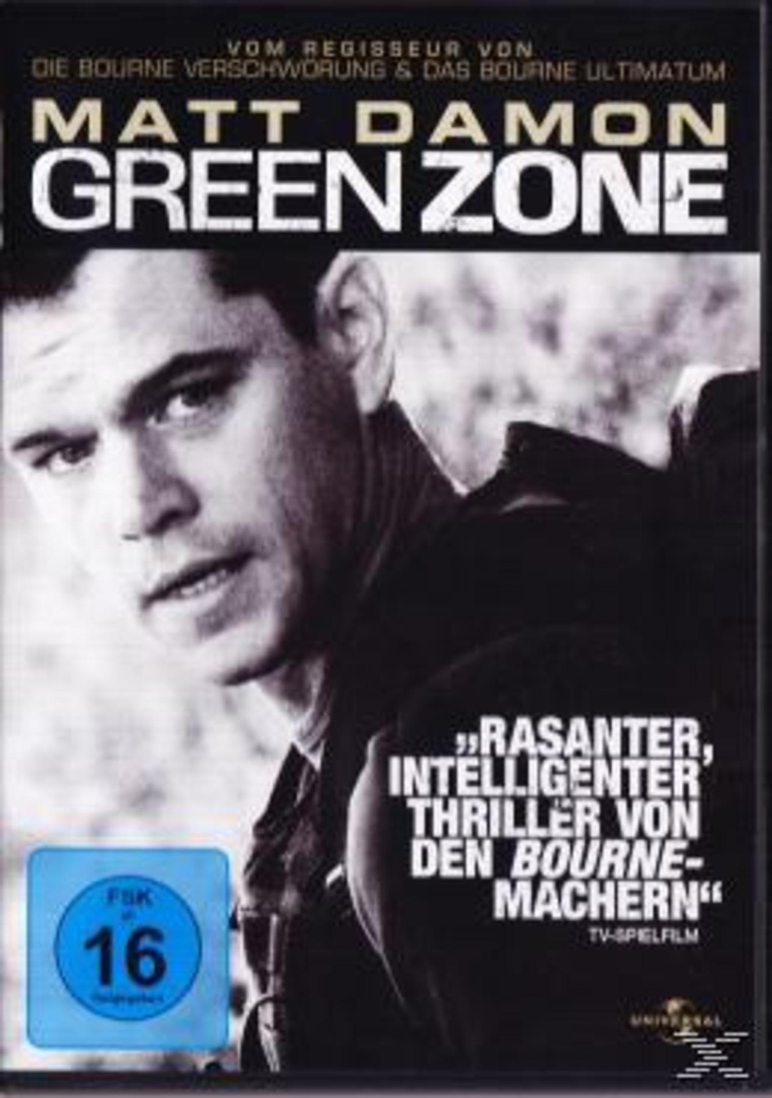 DVD-Cover des Films Green Zone mit Matt Damon in der Hauptrolle und FSK-16-Logo.