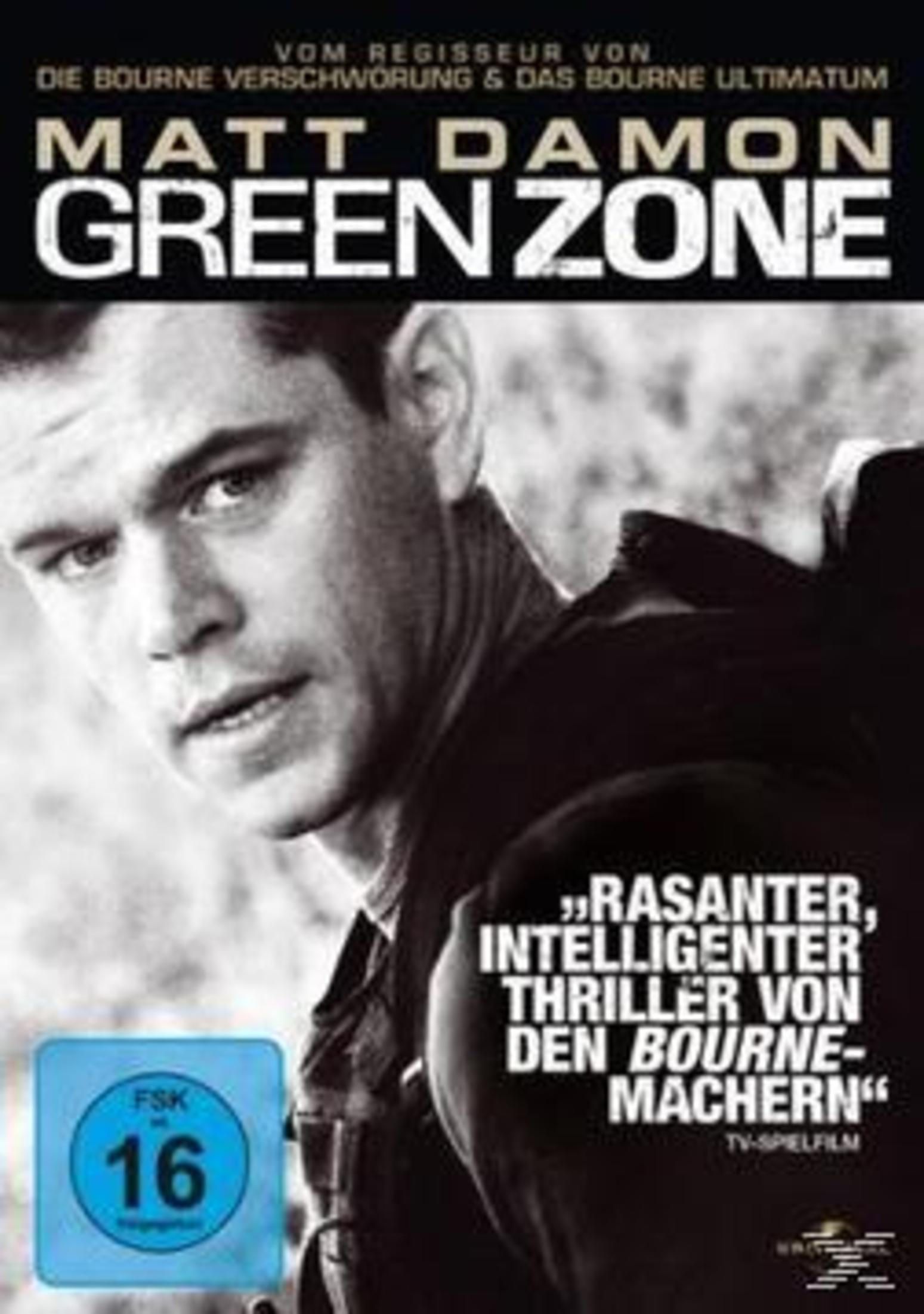 DVD-Cover des Films Green Zone mit Matt Damon und FSK-16-Logo.