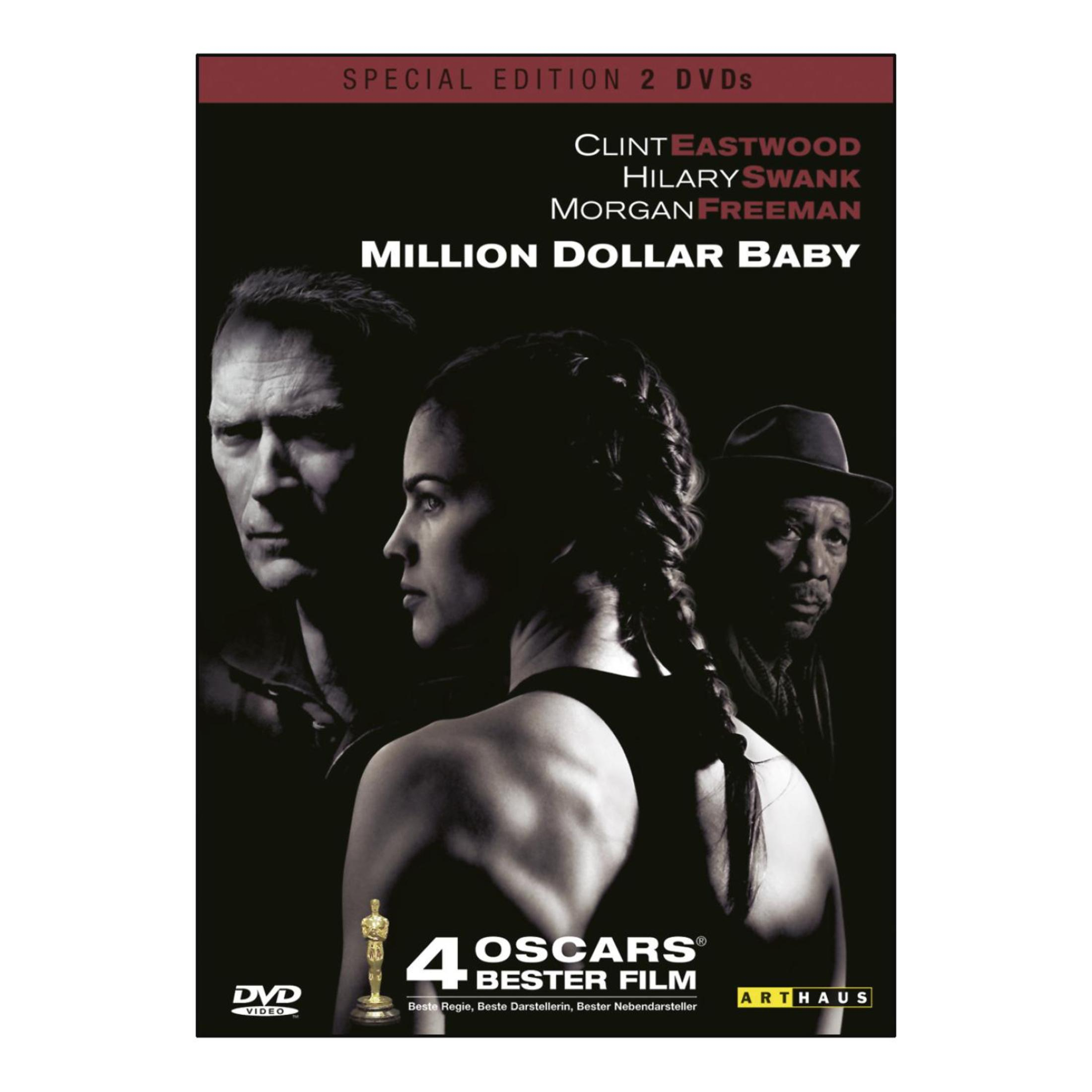 DVD-Cover von Million Dollar Baby mit Clint Eastwood, Hilary Swank und Morgan Freeman.