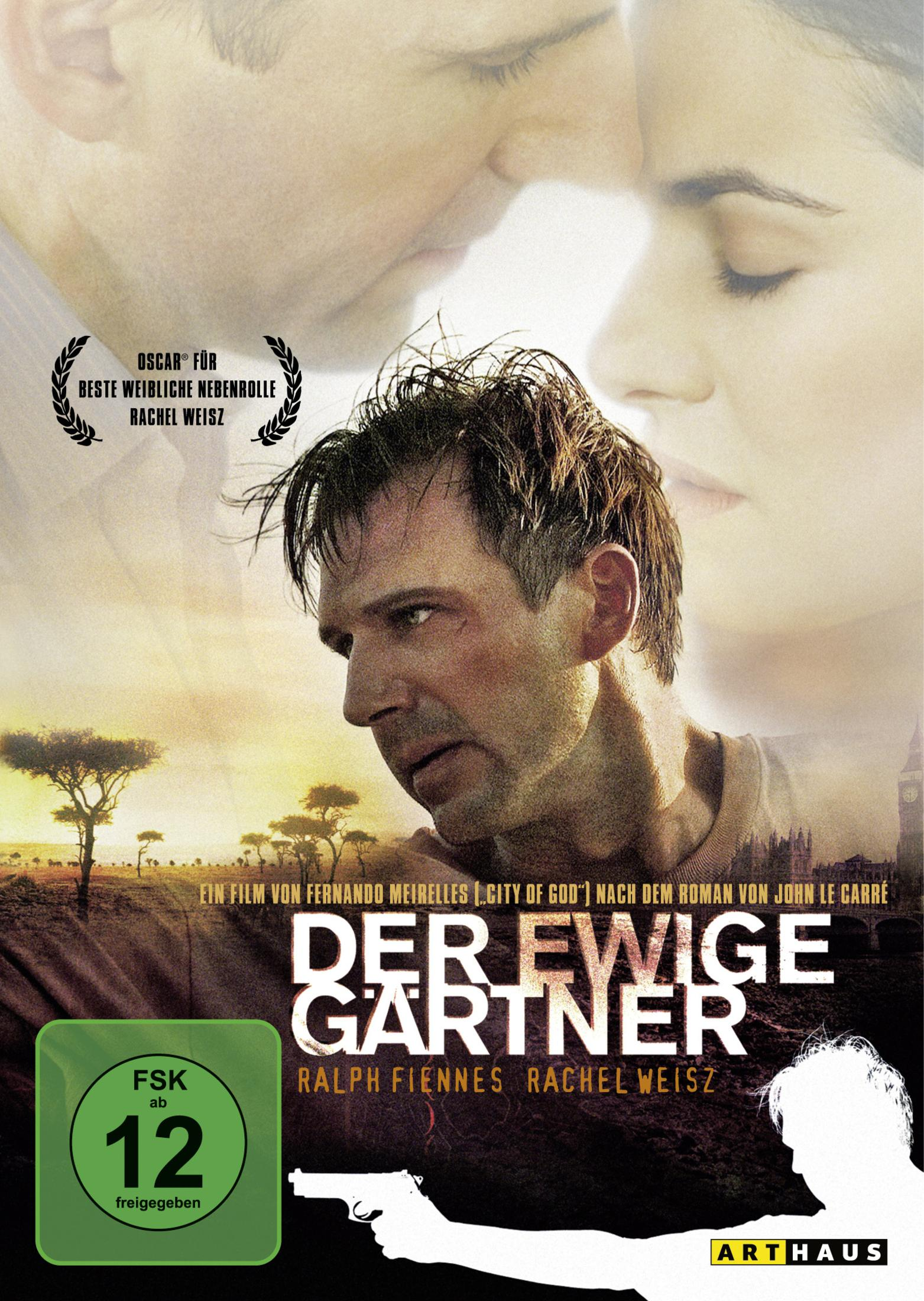 Filmposter von Der ewige Gärtner mit Ralph Fiennes und Rachel Weisz vor afrikanischer Landschaft.