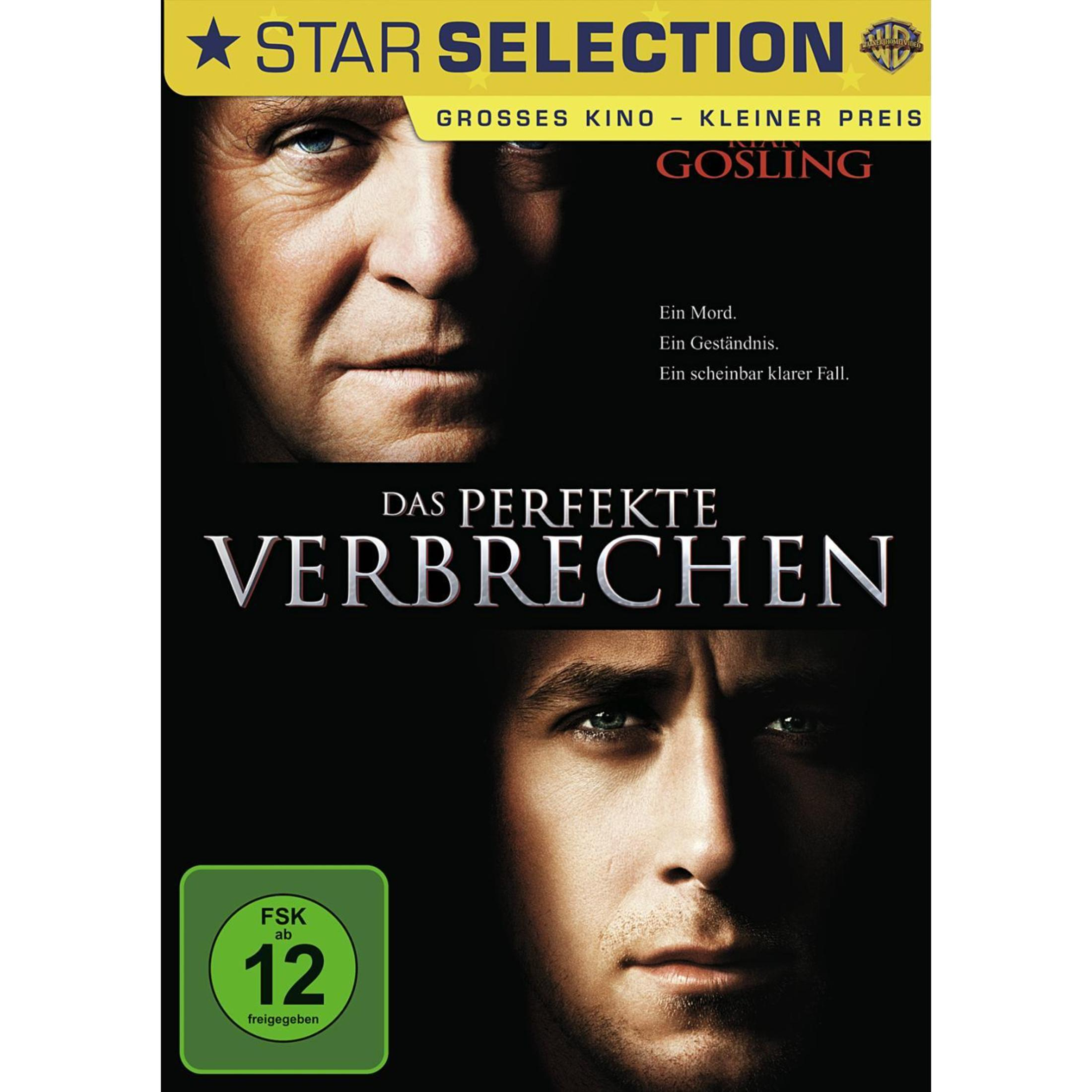 DVD-Cover von Das perfekte Verbrechen mit den Gesichtern von Anthony Hopkins und Ryan Gosling vor dunklem Hintergrund.