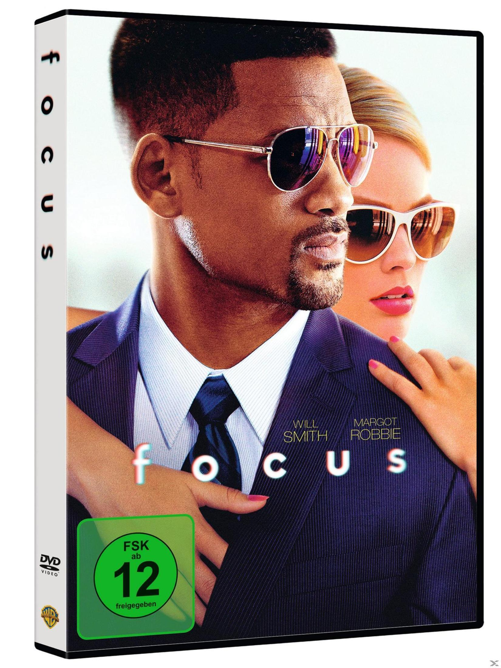 DVD-Hülle des Films Focus mit Will Smith und Margot Robbie in Sonnenbrillen.