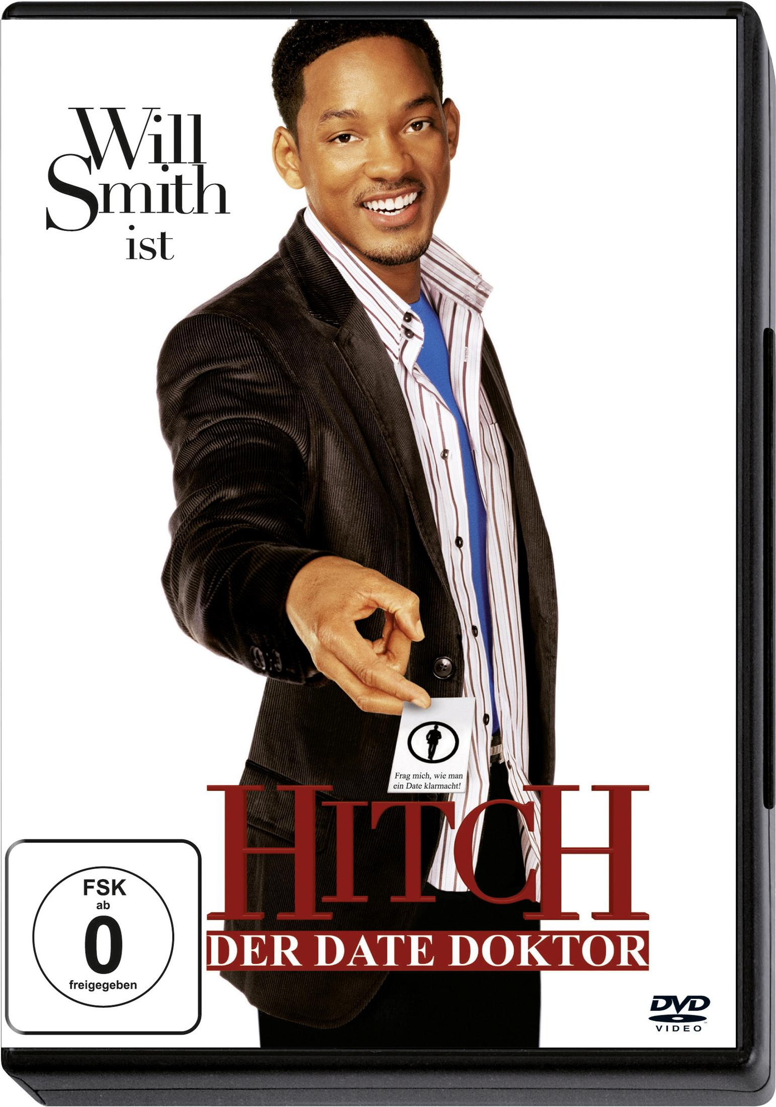 DVD-Cover von Hitch - Der Date Doktor mit Will Smith, der lächelnd eine kleine Karte hält.