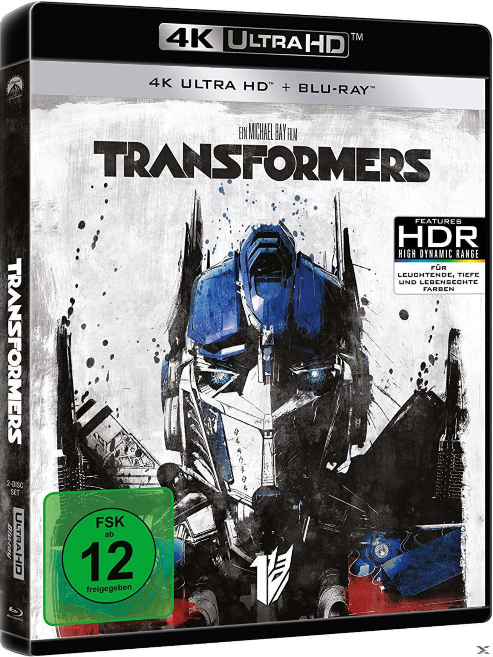 Transformers 4K Ultra HD und Blu-ray Hülle mit Optimus Prime.