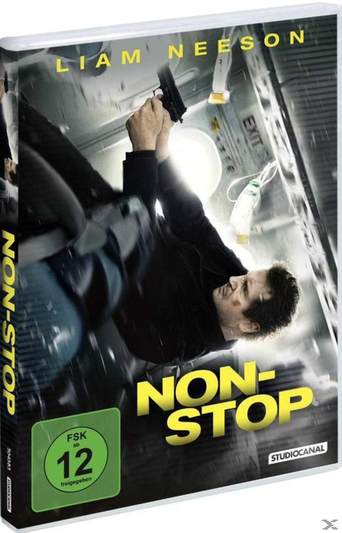 Liam Neeson mit Pistole in der Hand auf dem DVD-Cover des Films Non-Stop.