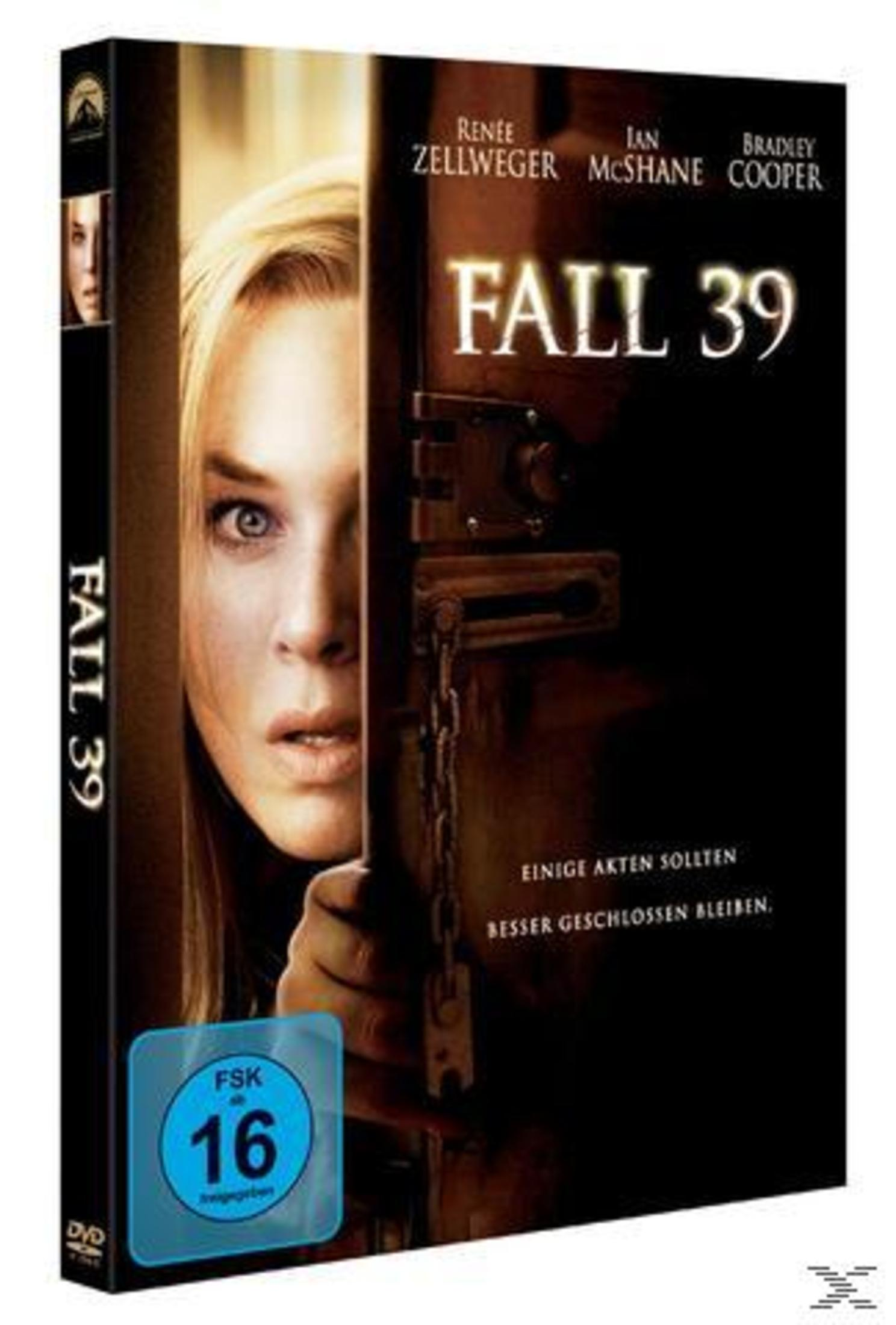 DVD-Cover von Fall 39 mit Renee Zellweger, die ängstlich durch einen Türspalt schaut.