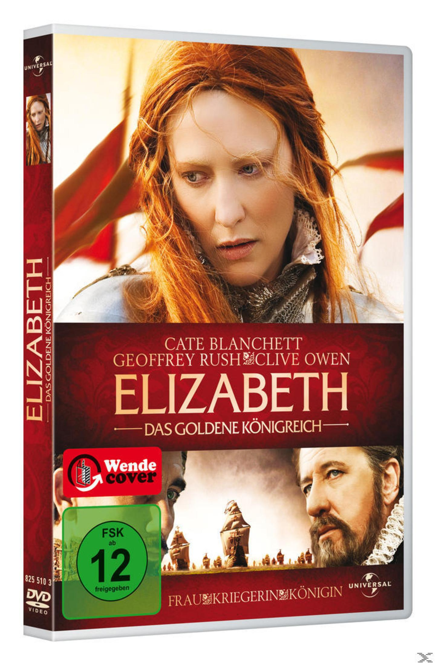 DVD-Hülle von Elizabeth: Das goldene Königreich mit Cate Blanchett und Geoffrey Rush.