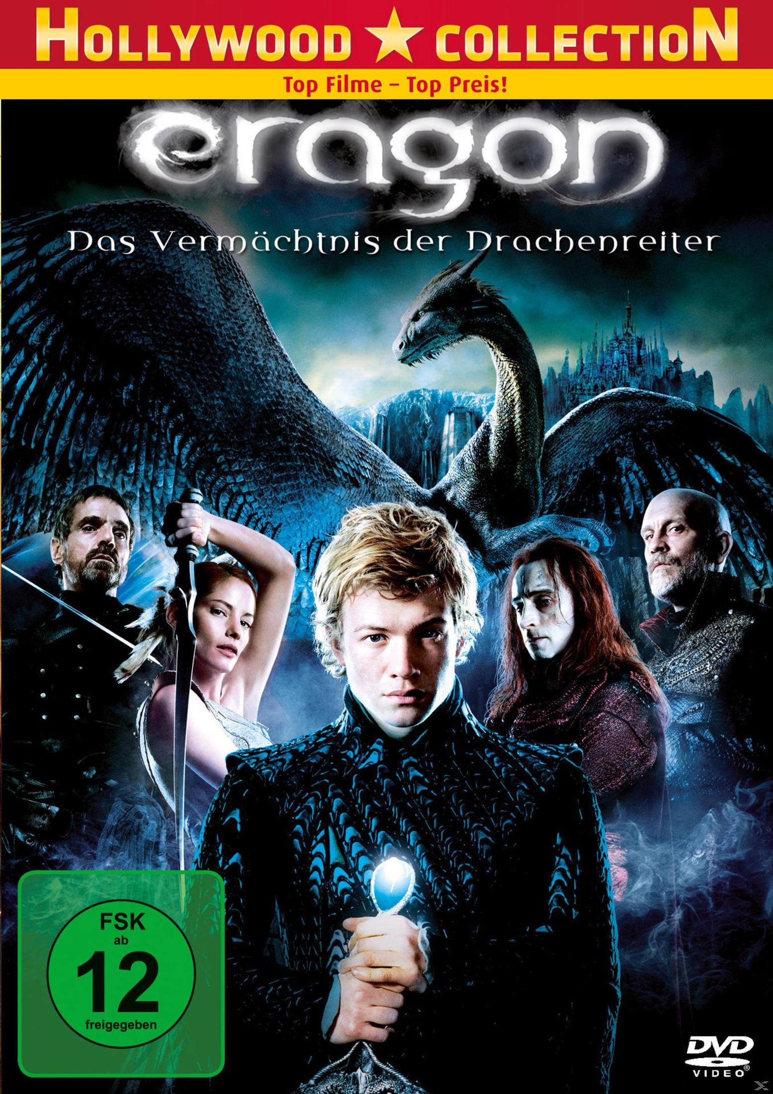 DVD-Cover von Eragon mit Charakteren, Drachen und FSK-12-Logo.