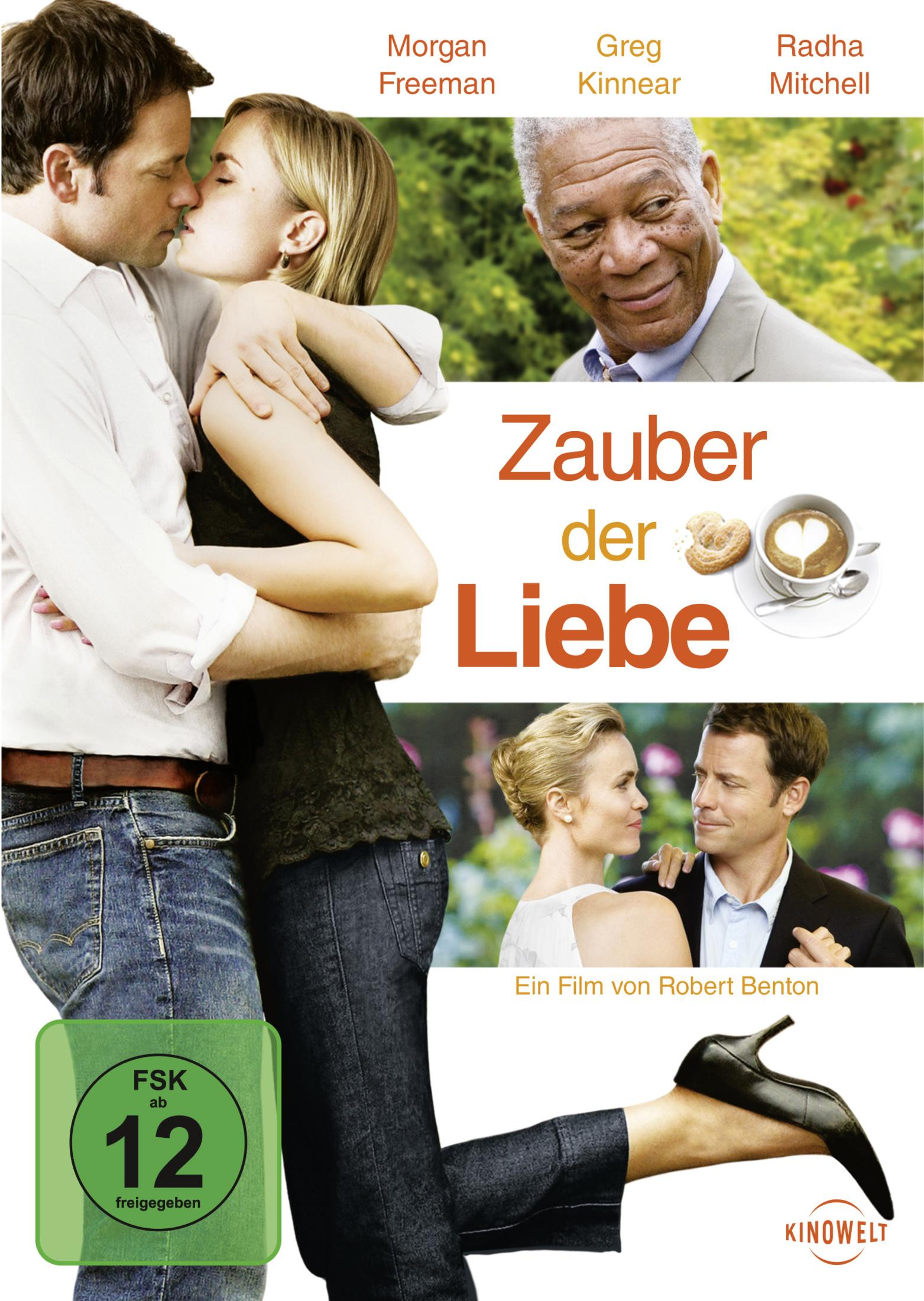 Filmplakat Zauber der Liebe mit Personen, Kaffeetasse und FSK-12-Altersfreigabe.
