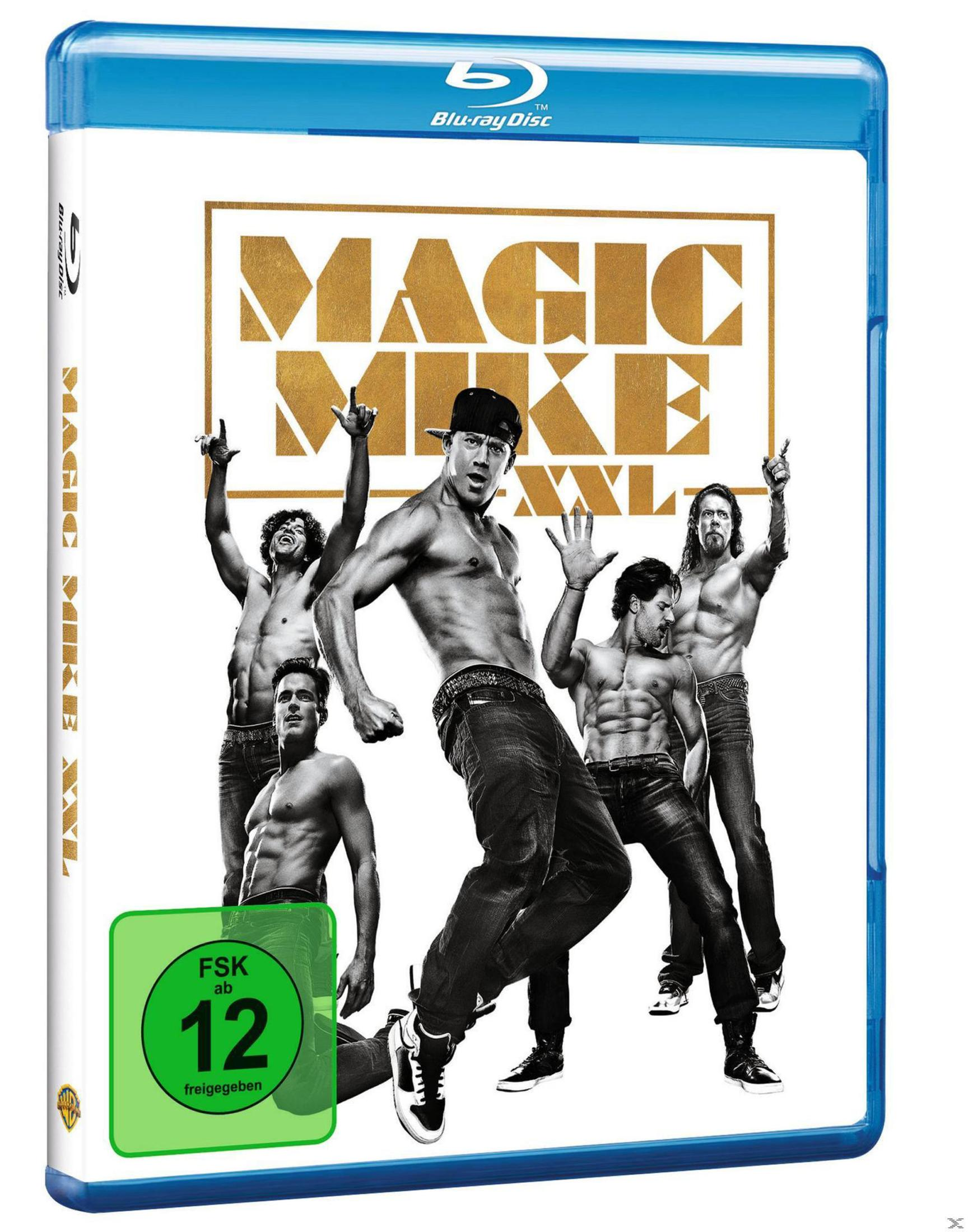 Blu-ray-Hülle von Magic Mike XXL mit fünf tanzenden, shirtless Männern in Jeans.