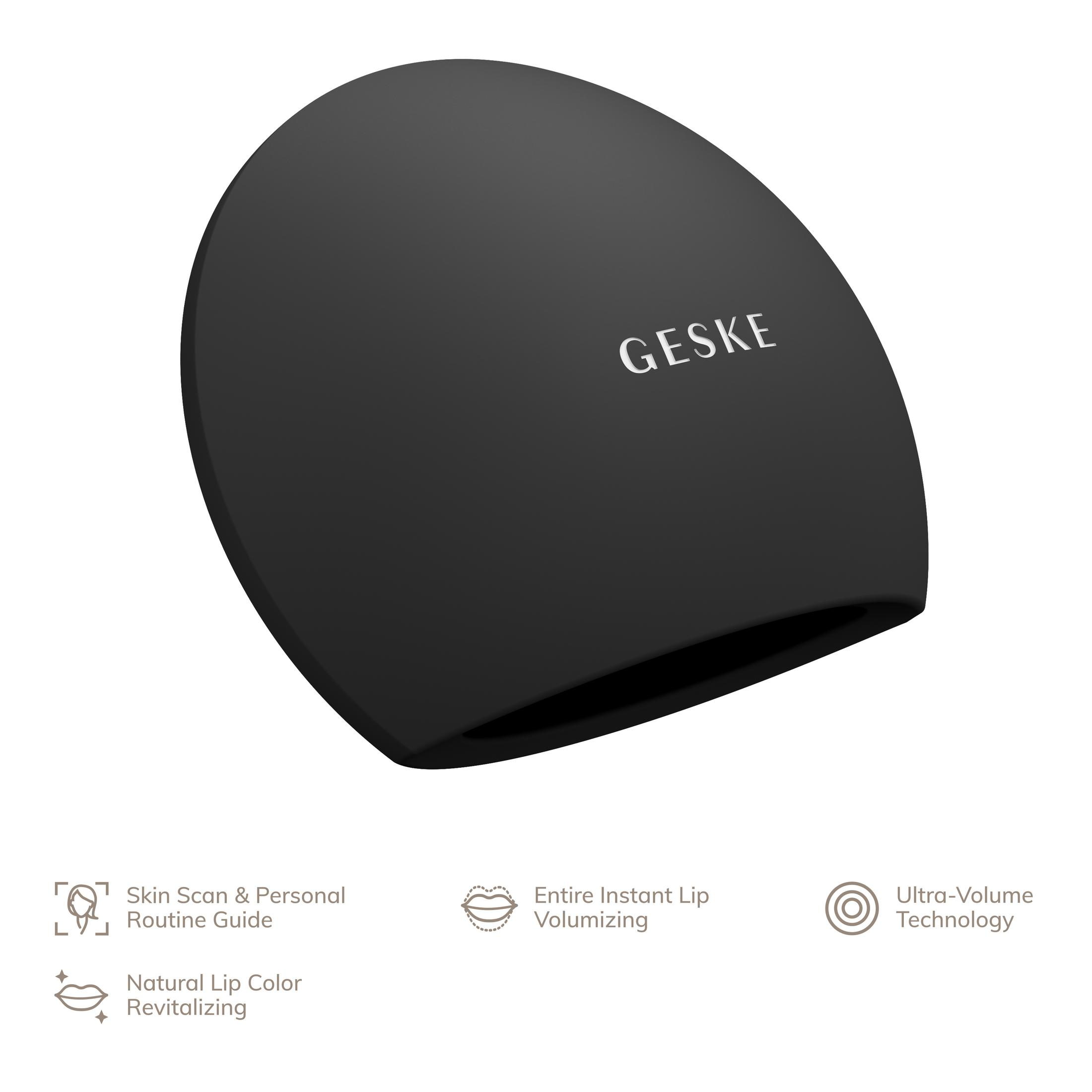 Un dispositivo Geske nero a forma di cupola con quattro icone per labbra e scansione della pelle.