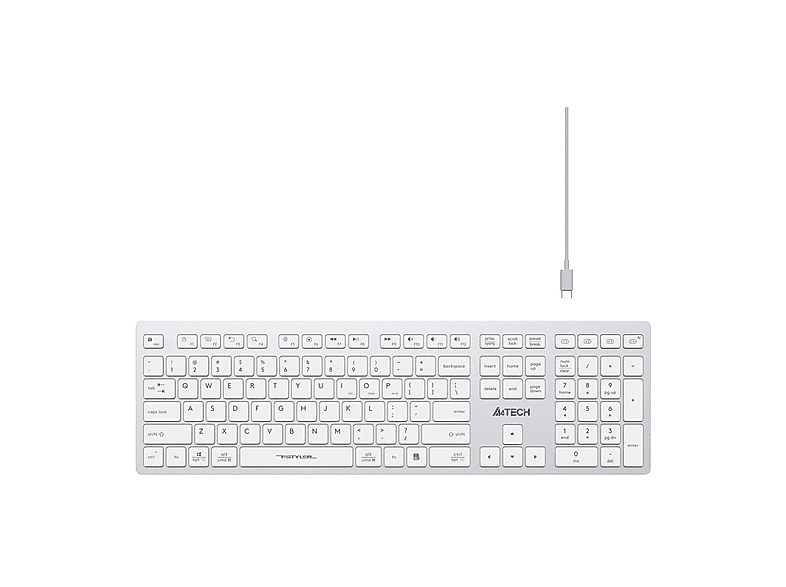 A4-Tech FBX50C TR Q Beyaz Kablosuz Şarjlı Klavye