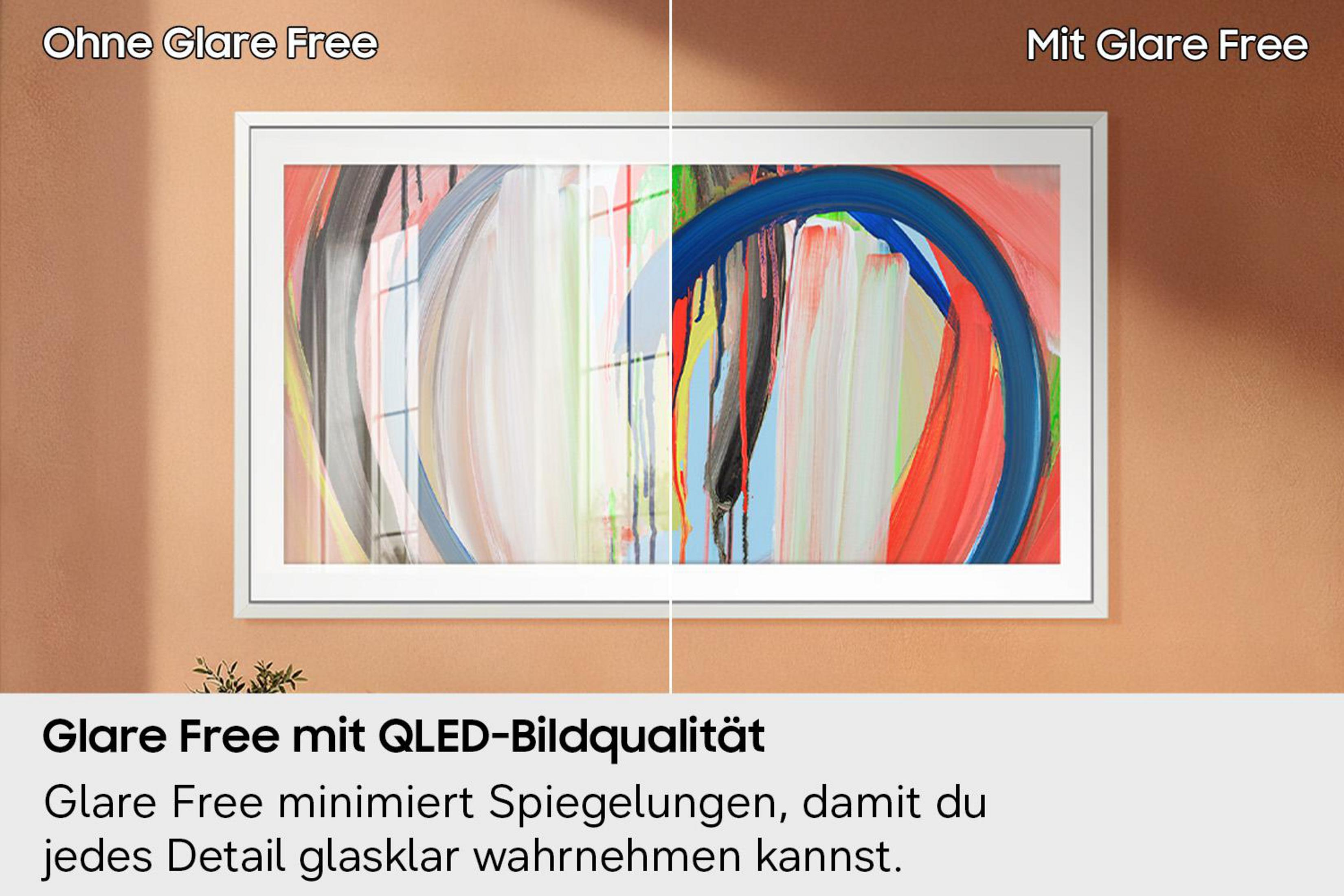 Vergleich zweier Bildschirme: links mit starker Spiegelung, rechts mit Glare-Free-Technologie ohne störende Reflexionen.