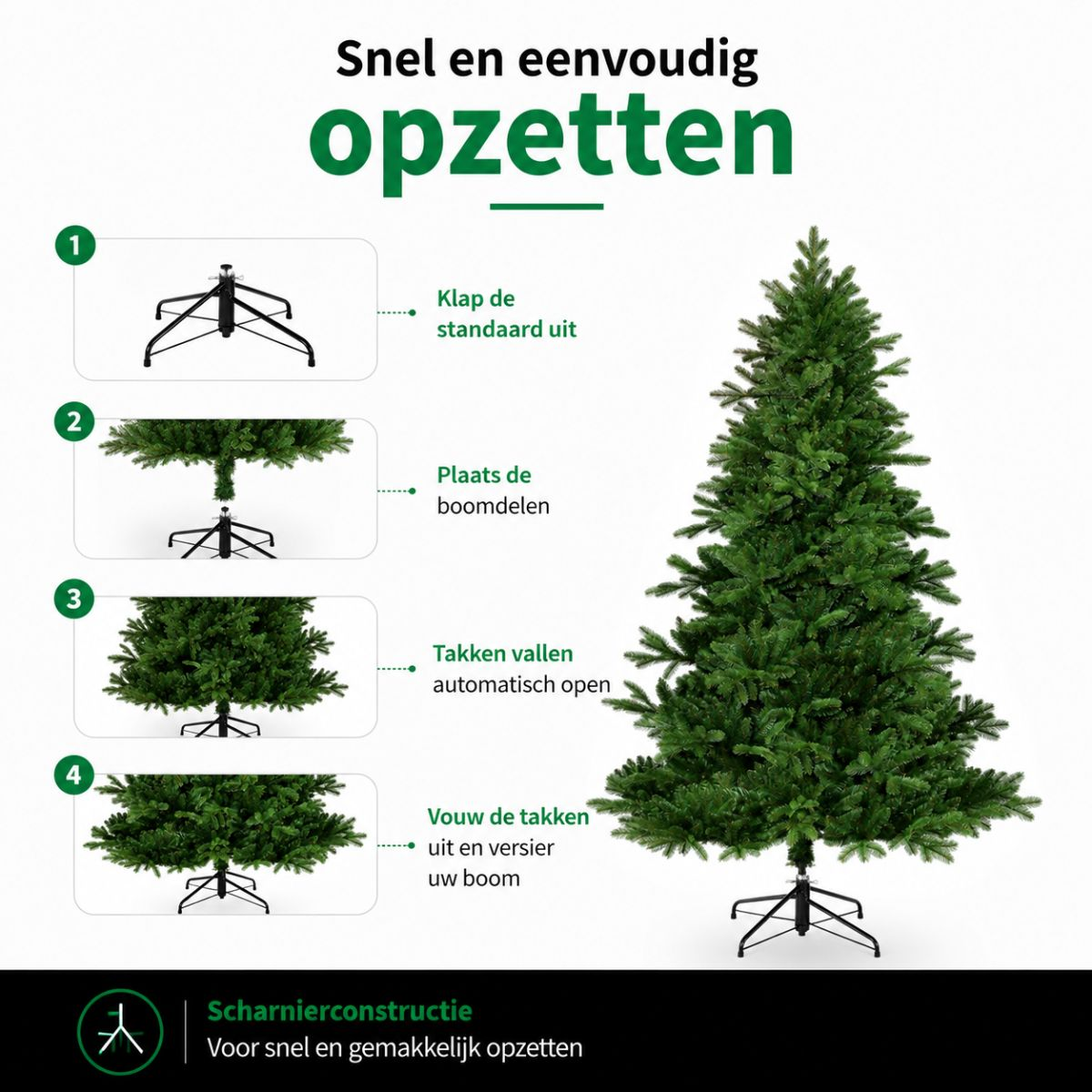 Step-by-step guide on how to set up an artificial Christmas tree.