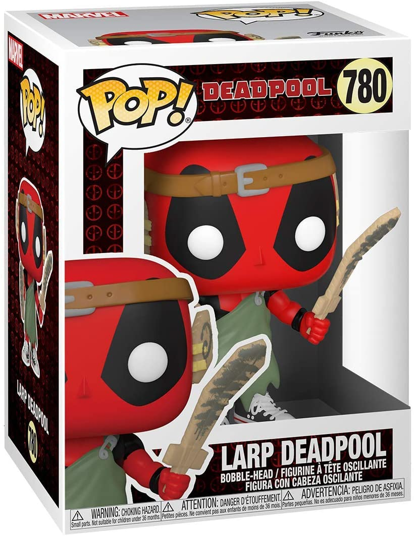 Marvel Deadpool Larp Funko Pop Figur in ungeöffneter Sammlerbox.