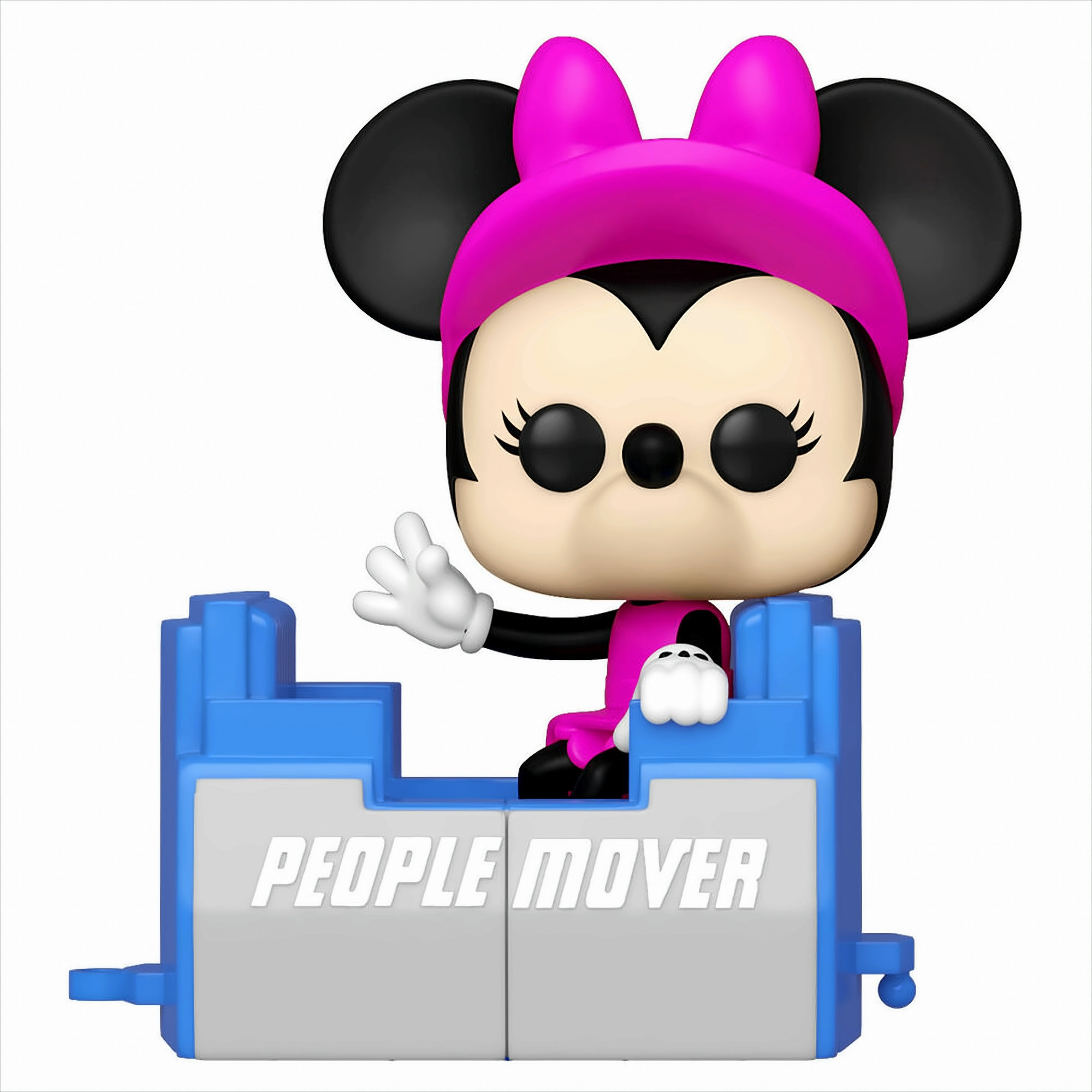 Funko Pop Minnie Mouse che saluta su un veicolo People Mover.