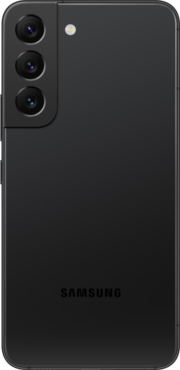 Üç dikey kameralı siyah bir Samsung akıllı telefonun arkası.