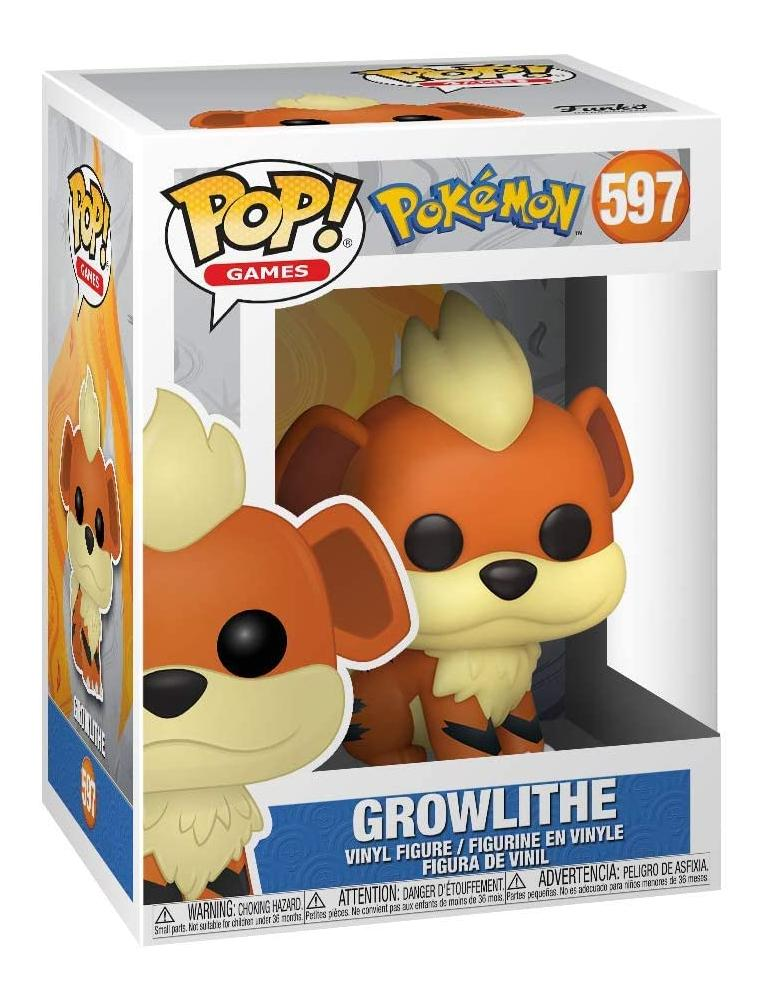 Funko Pop! Vinyl-Figur von Growlithe aus Pokémon in einer Sammlerbox mit Sichtfenster.