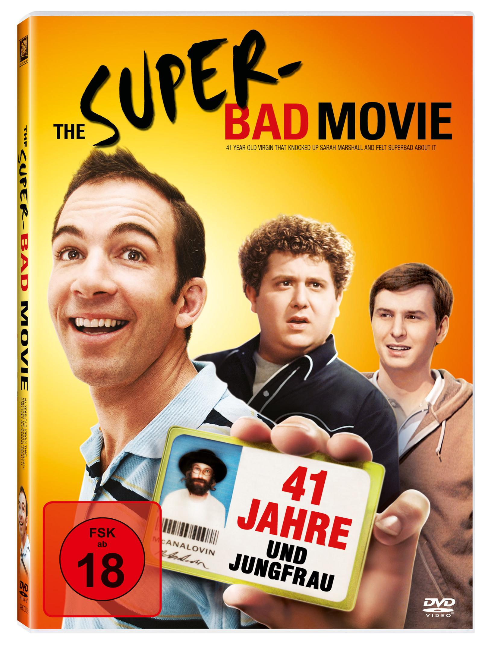 DVD-Cover von The Super-Bad Movie mit drei Männern, von denen einer einen gefälschten Ausweis hält.