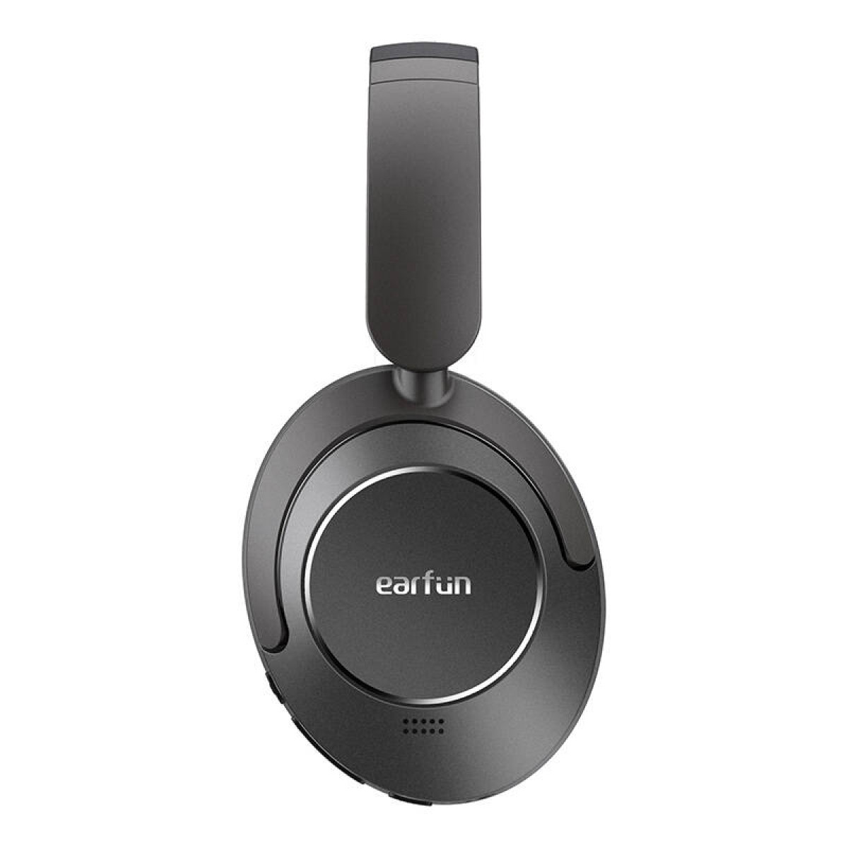 Un paio di cuffie over-ear EarFun grigio scuro centrate su sfondo bianco.