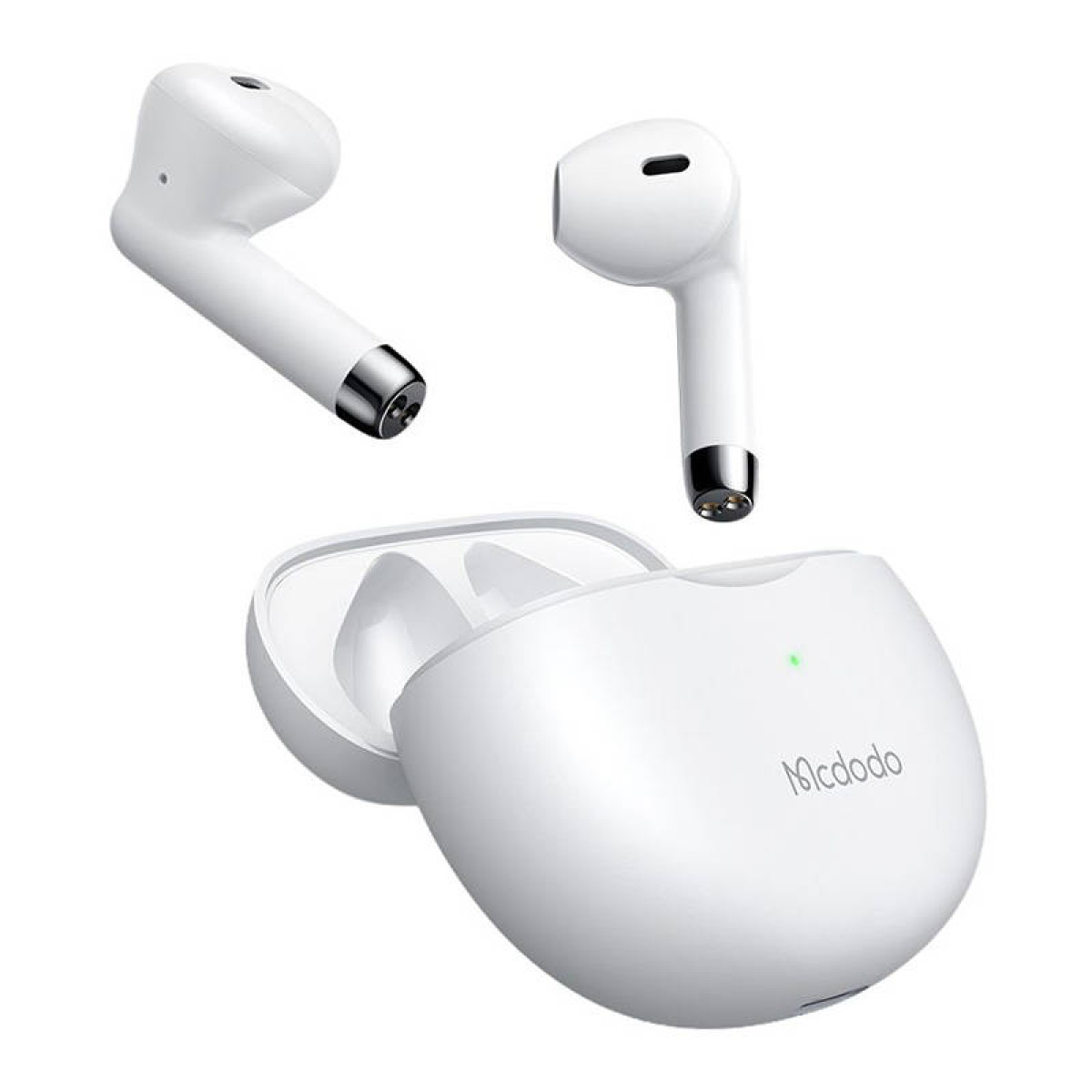 Auricolari wireless bianchi con custodia di ricarica e logo Mcdodo.