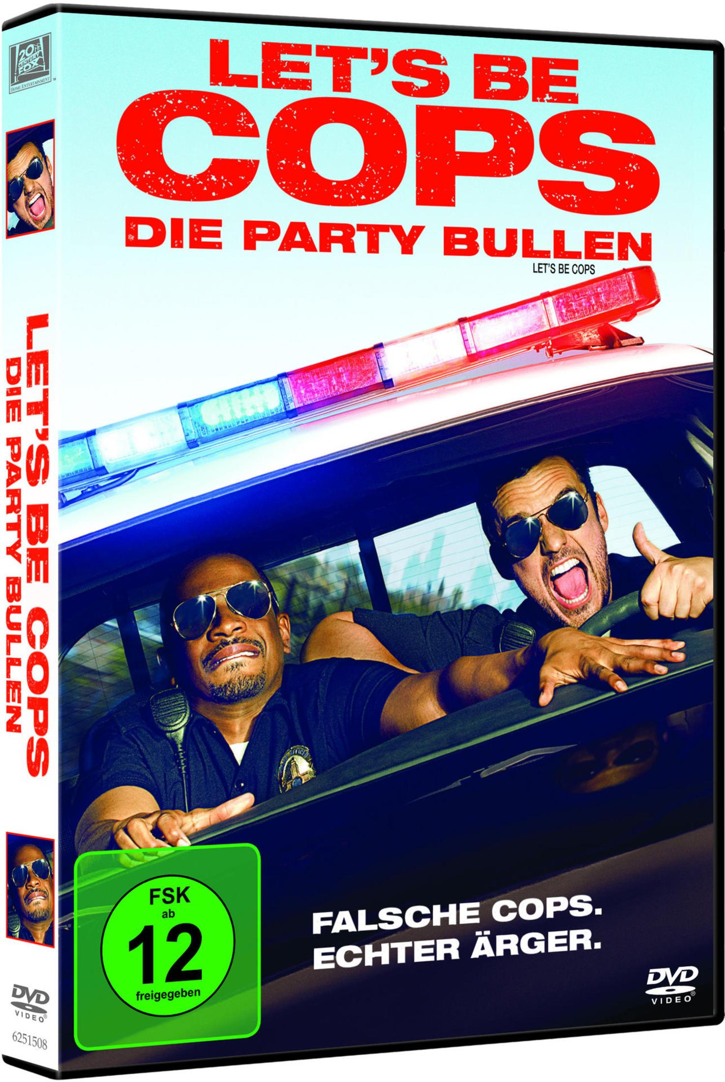 DVD-Cover des Films Let's Be Cops mit zwei Männern in Polizeiuniformen und Sonnenbrillen in einem Streifenwagen.