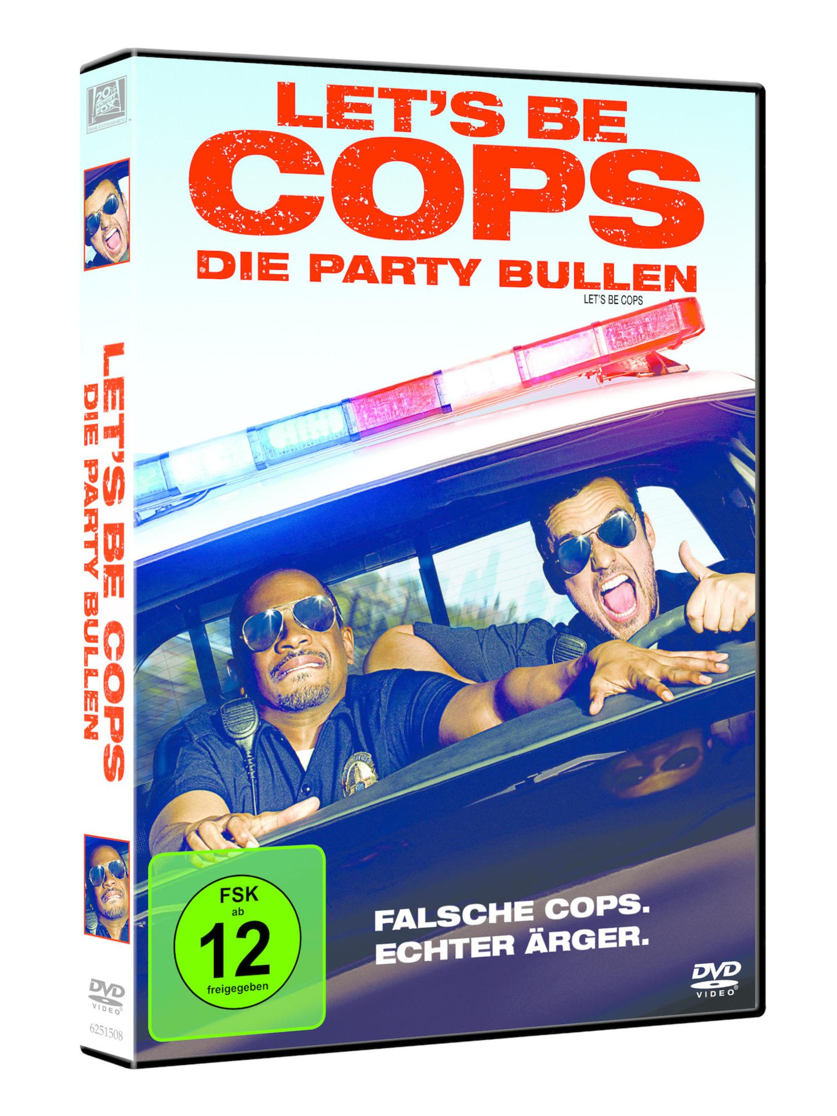 DVD-Cover von 'Let's Be Cops' mit zwei M ännern in einer Polizeistreife mit Blaulicht.