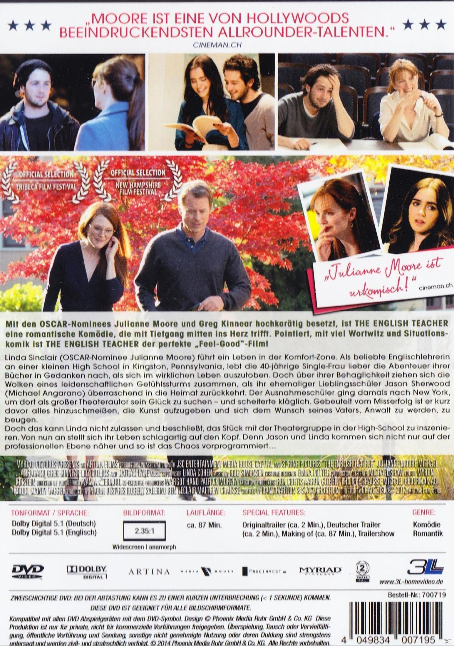 DVD-Rückseite für Der Englischlehrer mit Julianne Moore, Szenenbildern, Handlungstext und Details.