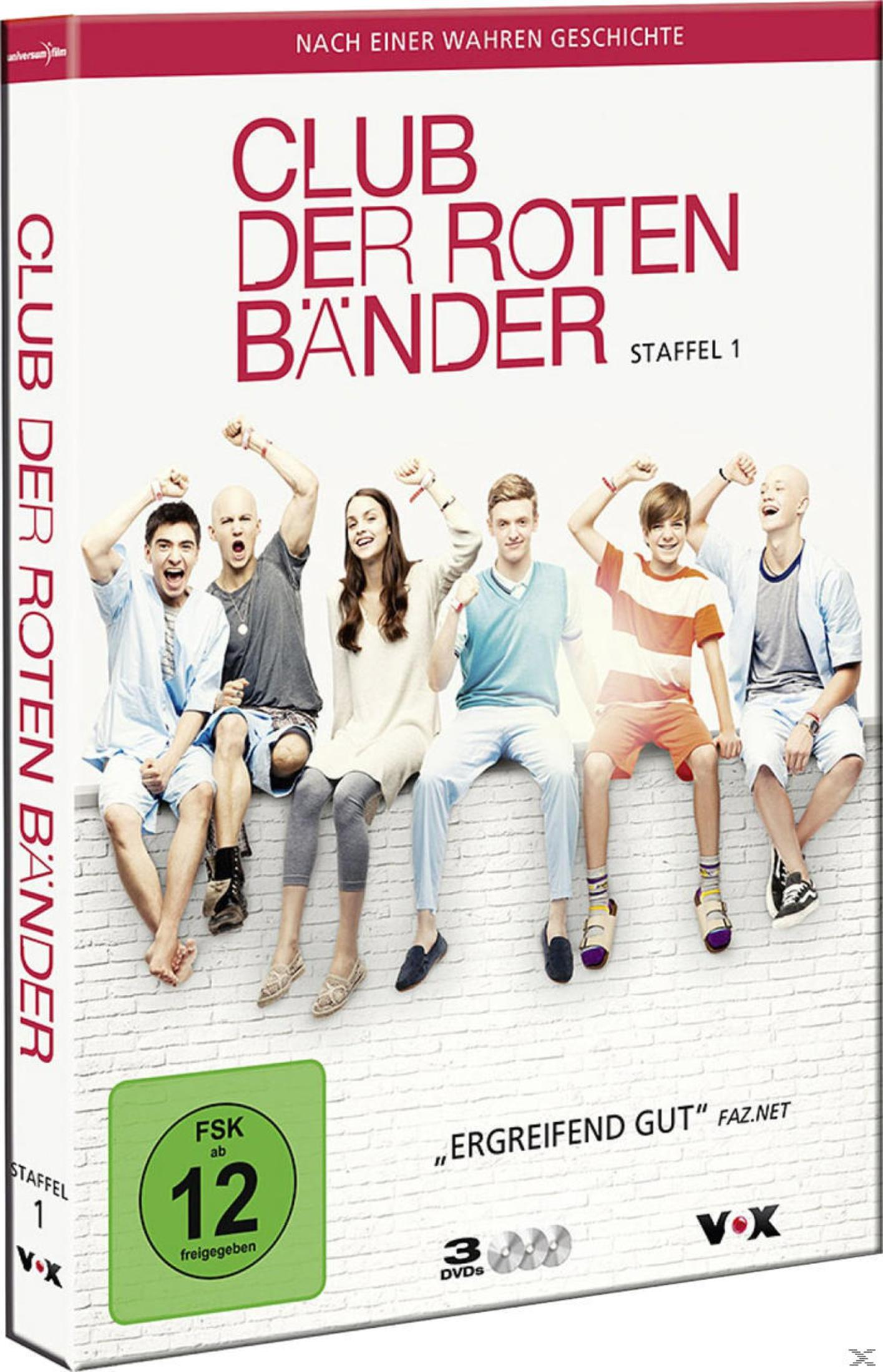 DVD-Cover von Club der roten Bänder Staffel 1 mit sechs glücklichen Jugendlichen auf einer Mauer.