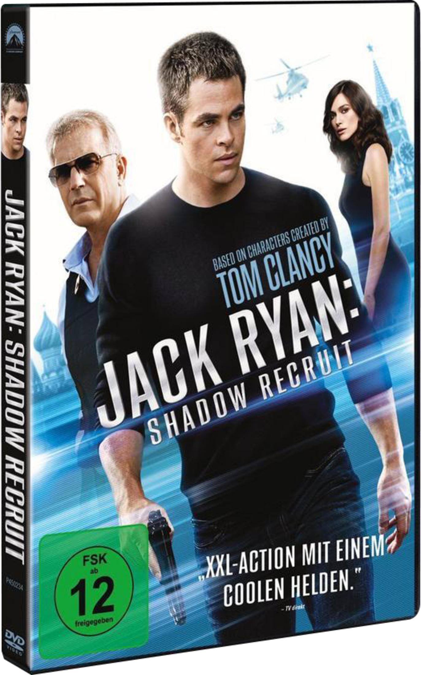 DVD-Cover von Jack Ryan: Shadow Recruit mit Chris Pine, Kevin Costner und Keira Knightley.