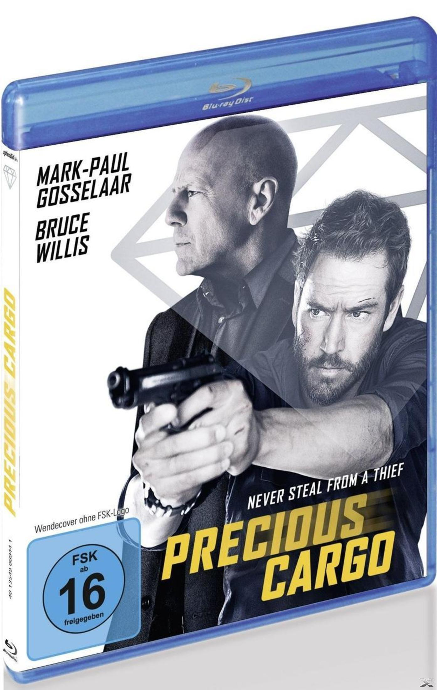 Precious Cargo Blu-ray-Cover mit Bruce Willis und Mark-Paul Gosselaar mit Waffe.