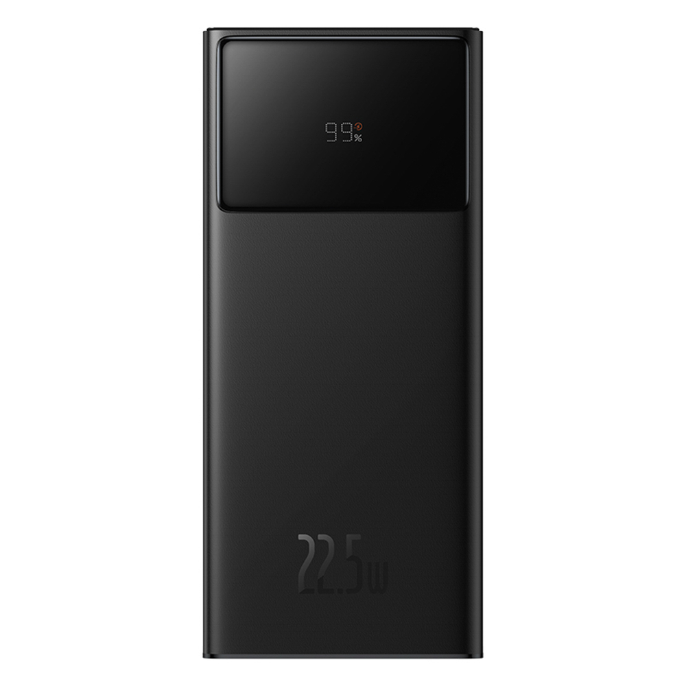 Un power bank nero con display digitale che mostra 99% e 22.5W stampato in basso.