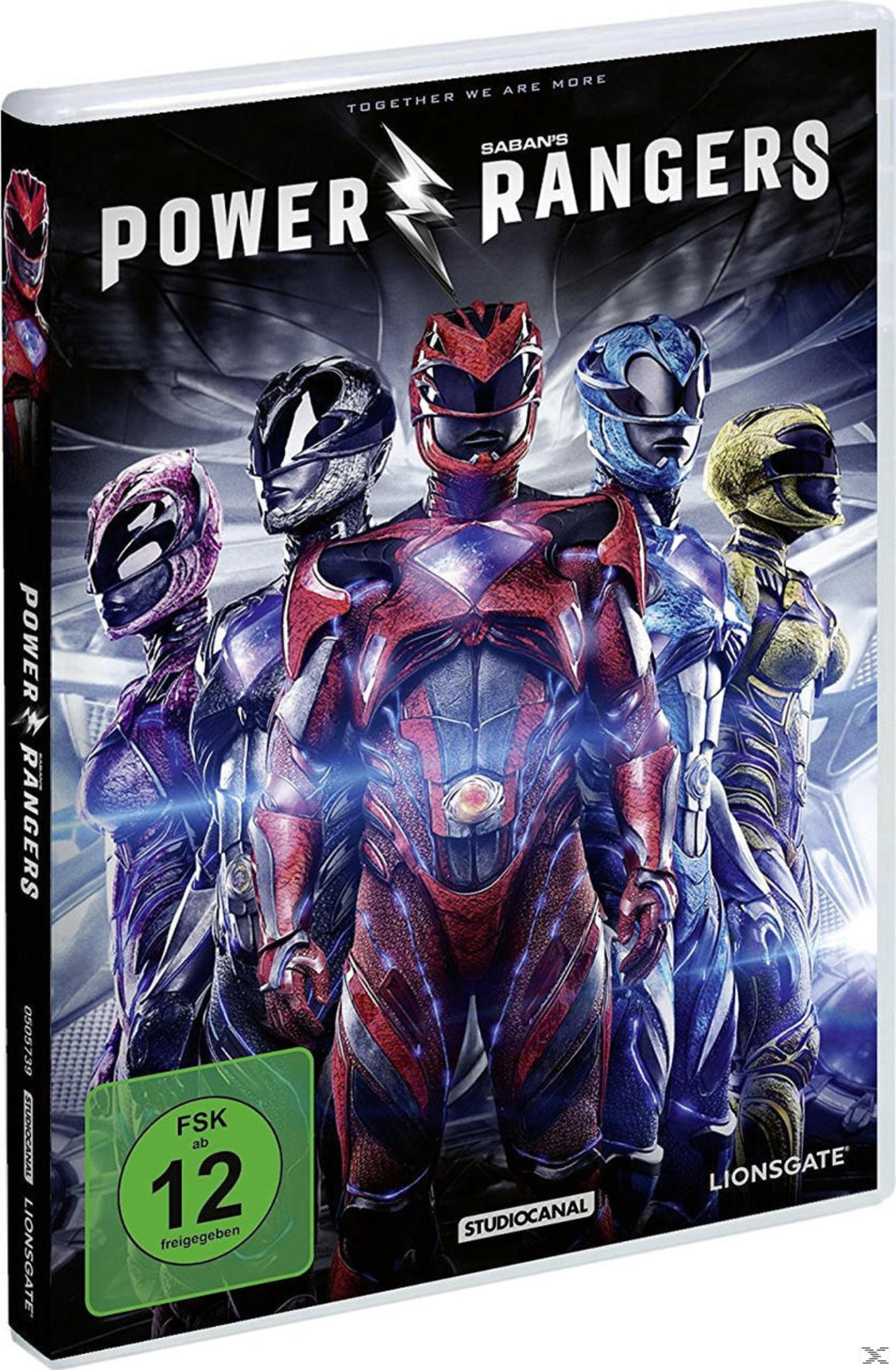 DVD-Cover von Saban's Power Rangers zeigt fünf farbige Helden in futuristischen Rüstungen.