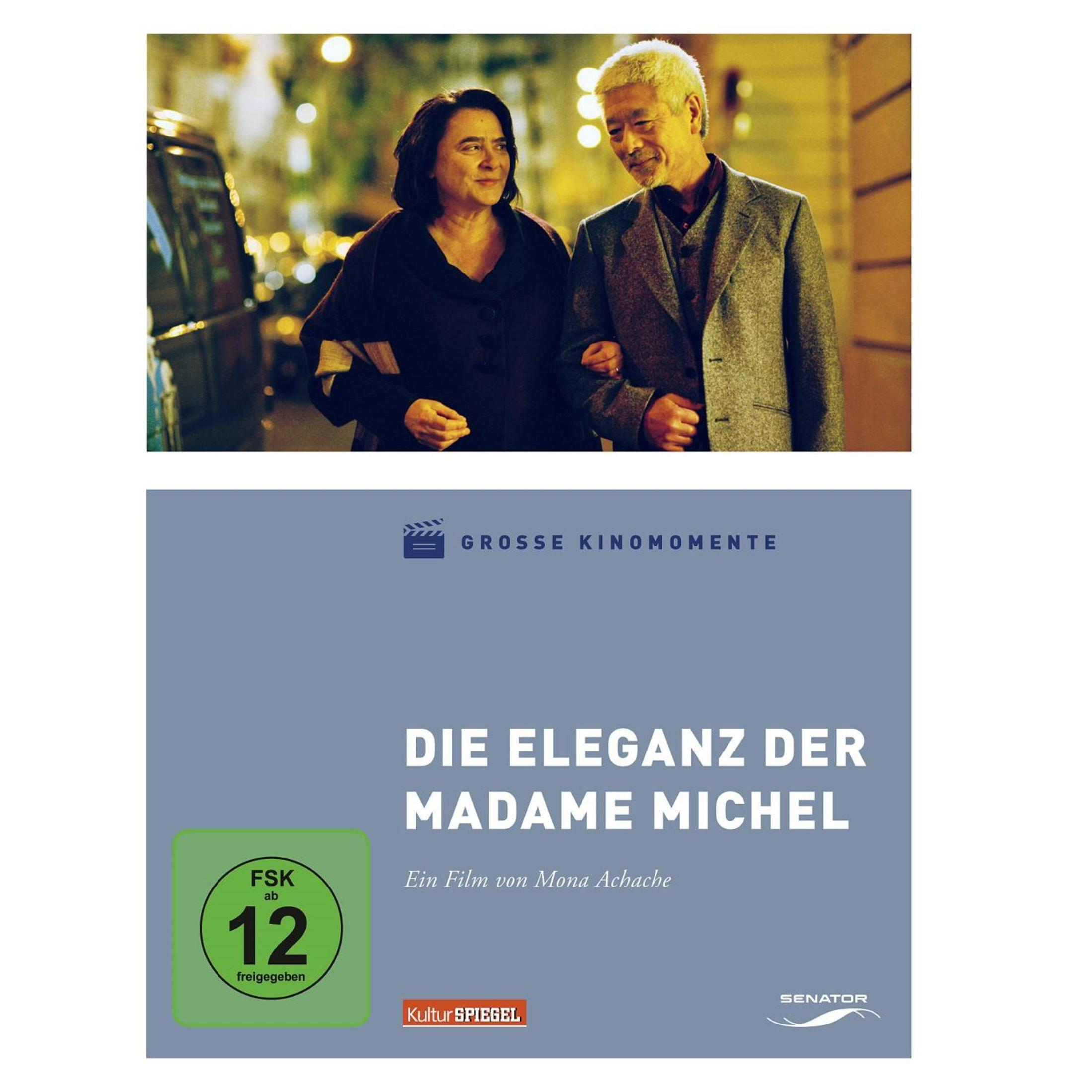 Filmposter Die Eleganz der Madame Michel mit einem älteren Paar auf der Straße und einem grünen FSK-12-Logo.