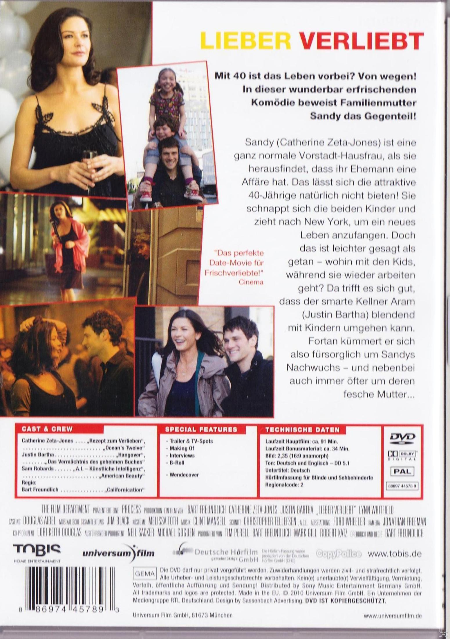 DVD-Cover des Films Lieber Verliebt mit Catherine Zeta-Jones und Justin Bartha.