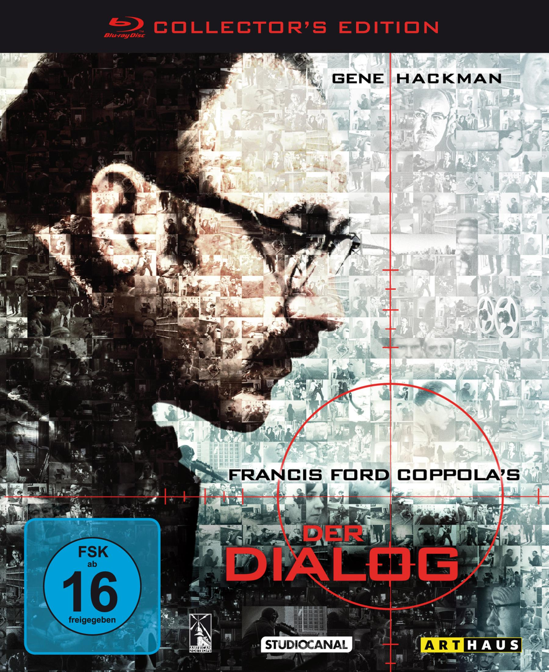 Collector's Edition Blu-ray-Cover von Der Dialog mit einem aus Filmszenen zusammengesetzten Gesicht und Fadenkreuz.