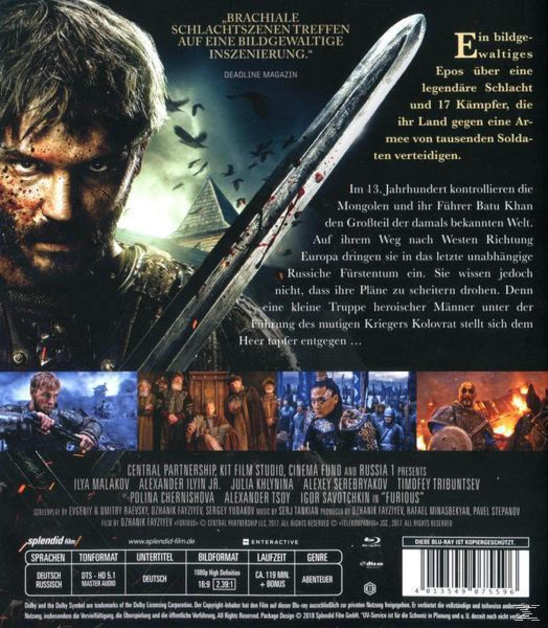 DVD-Cover eines historischen Films mit einem Krieger im Vordergrund, einer Nahaufnahme des Schwerts und Text.
